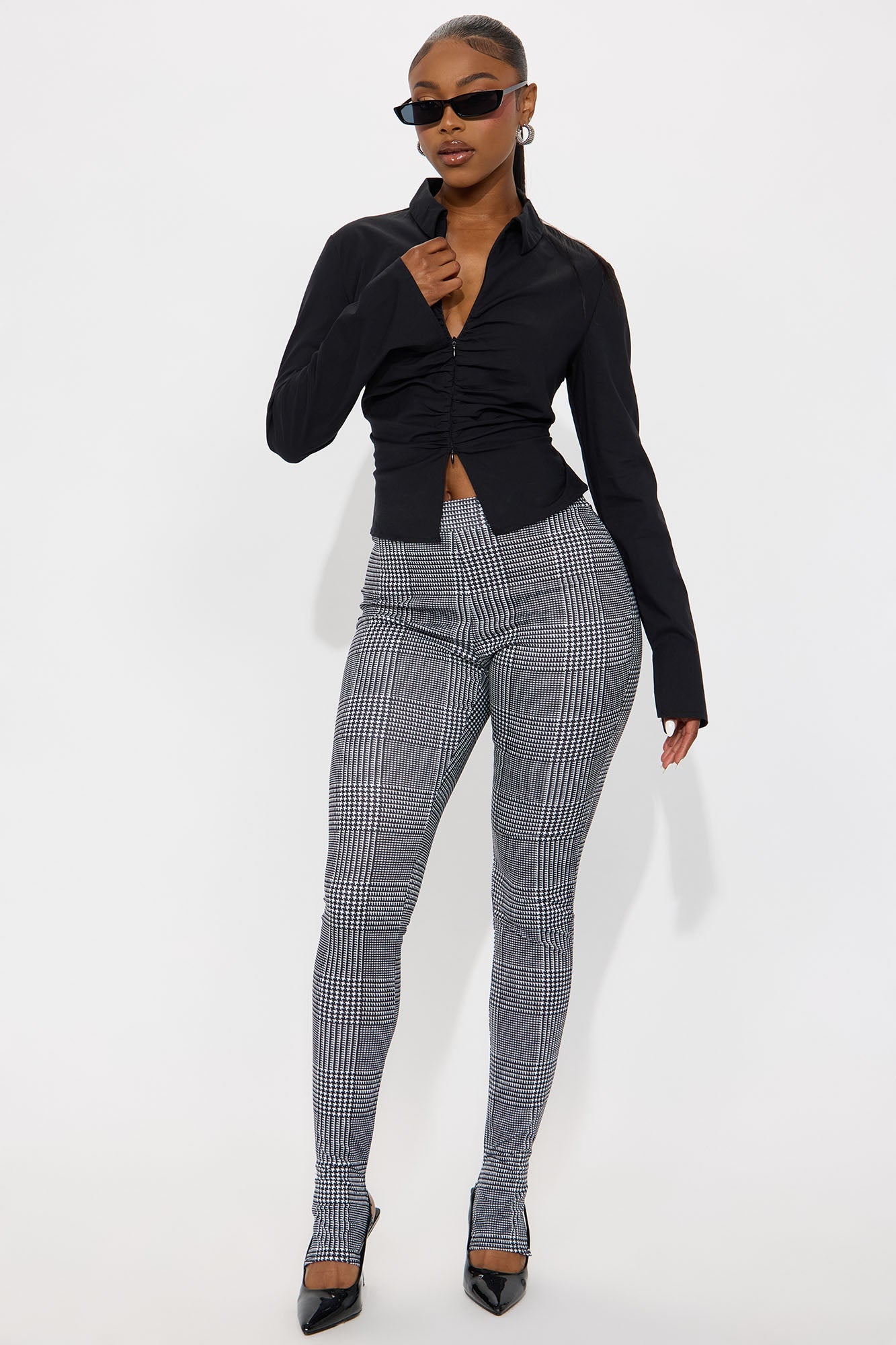 Clearly Focused On You Houndstooth Footed Legging - Black/White