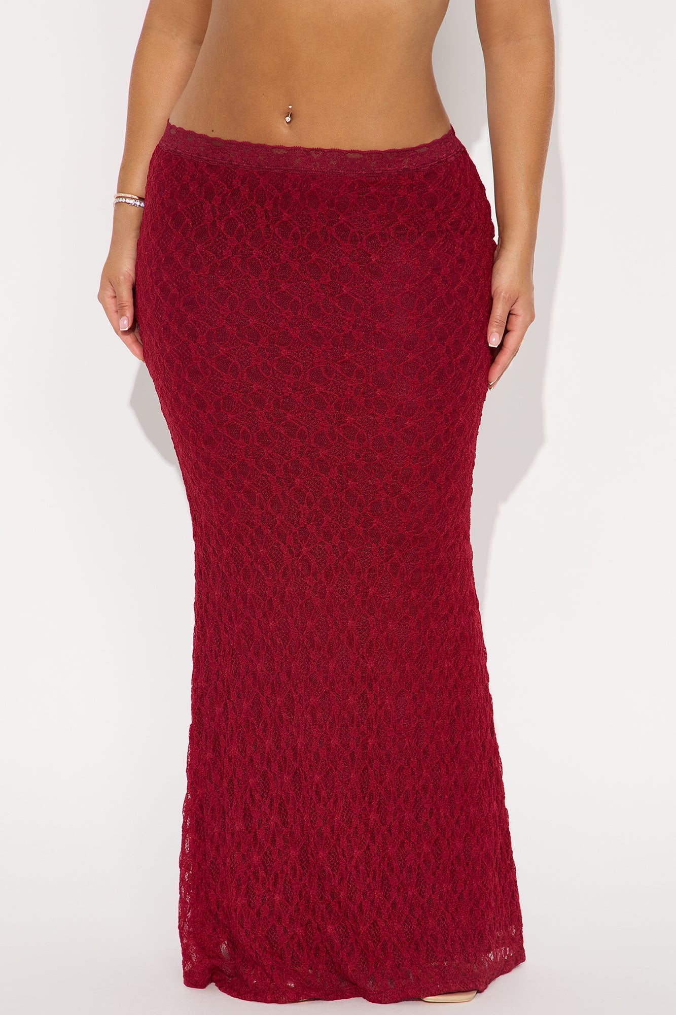 Lost In Love Mermaid Lace Maxi Skirt - DarkRed