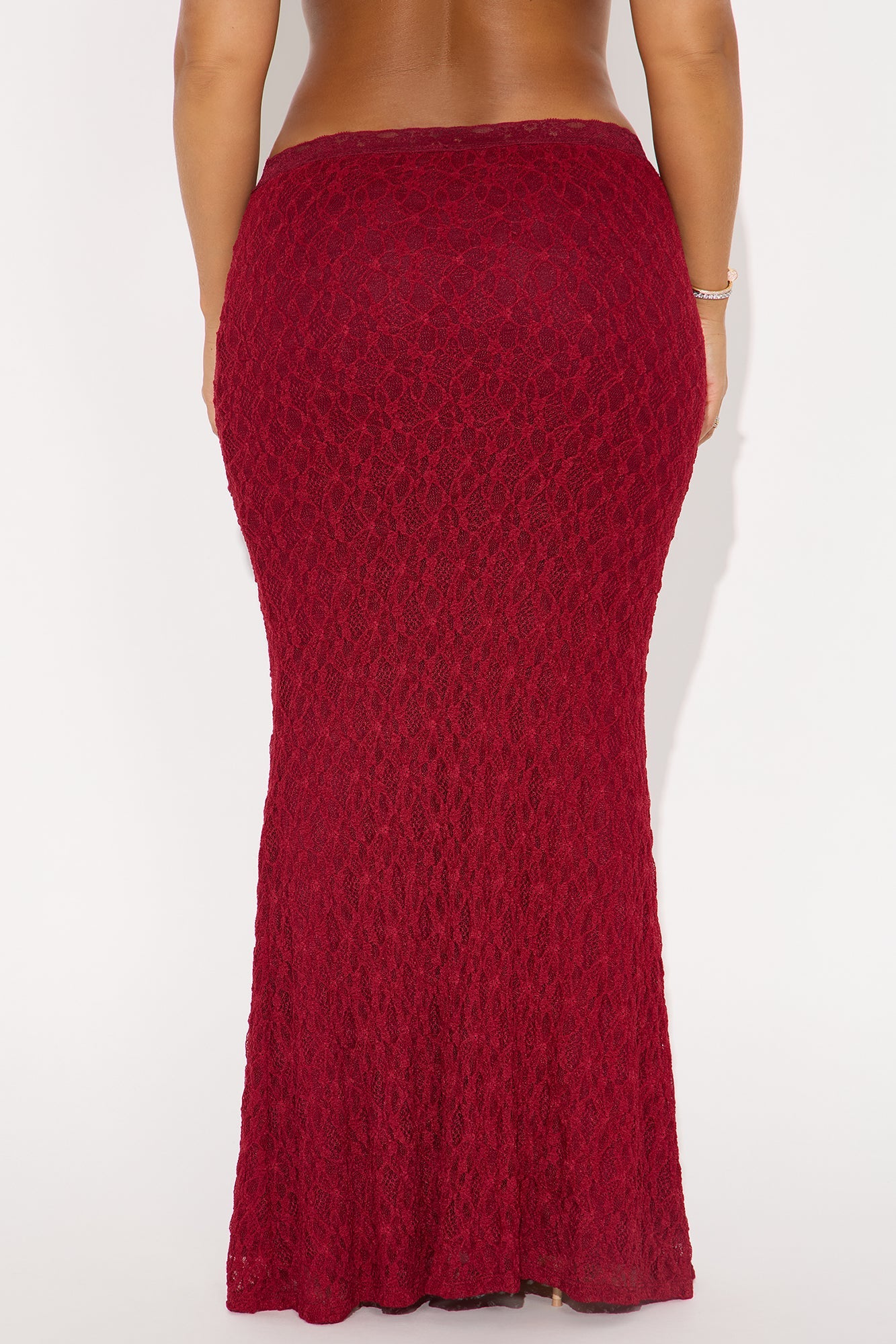 Lost In Love Mermaid Lace Maxi Skirt - DarkRed