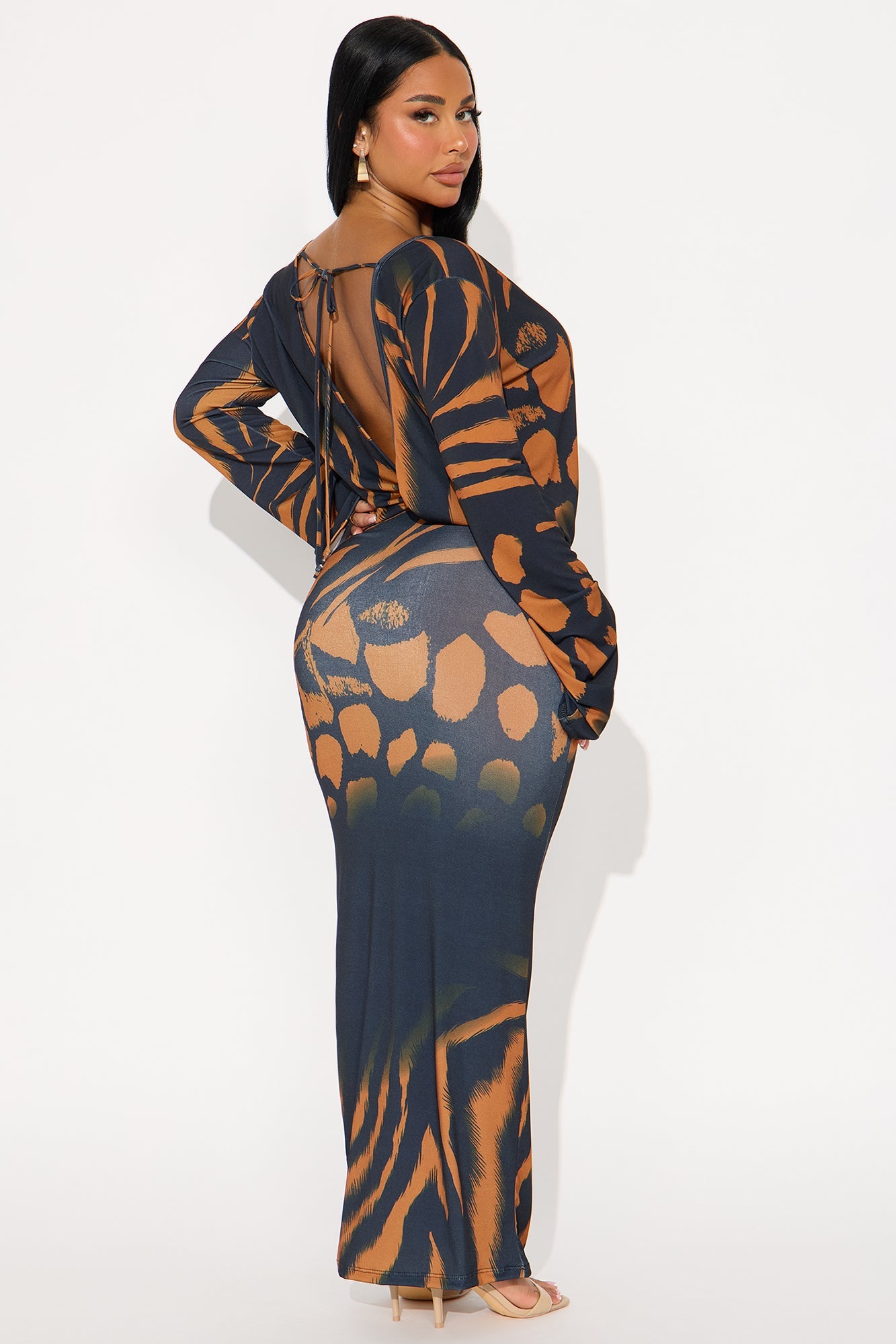 After Hours Backless Maxi Dress - Black/combo