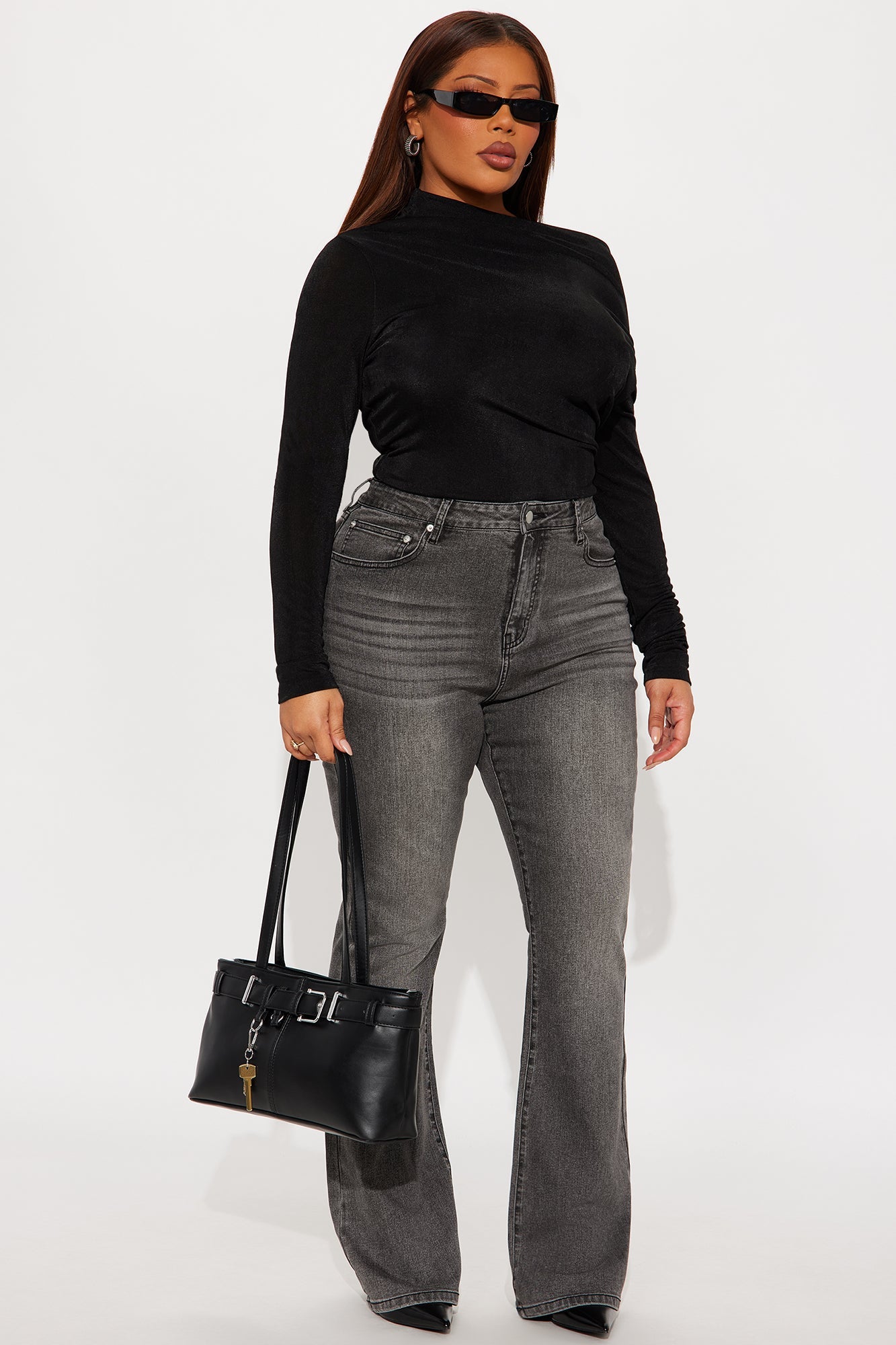 Parisian Long Sleeve Off Shoulder Top - Black