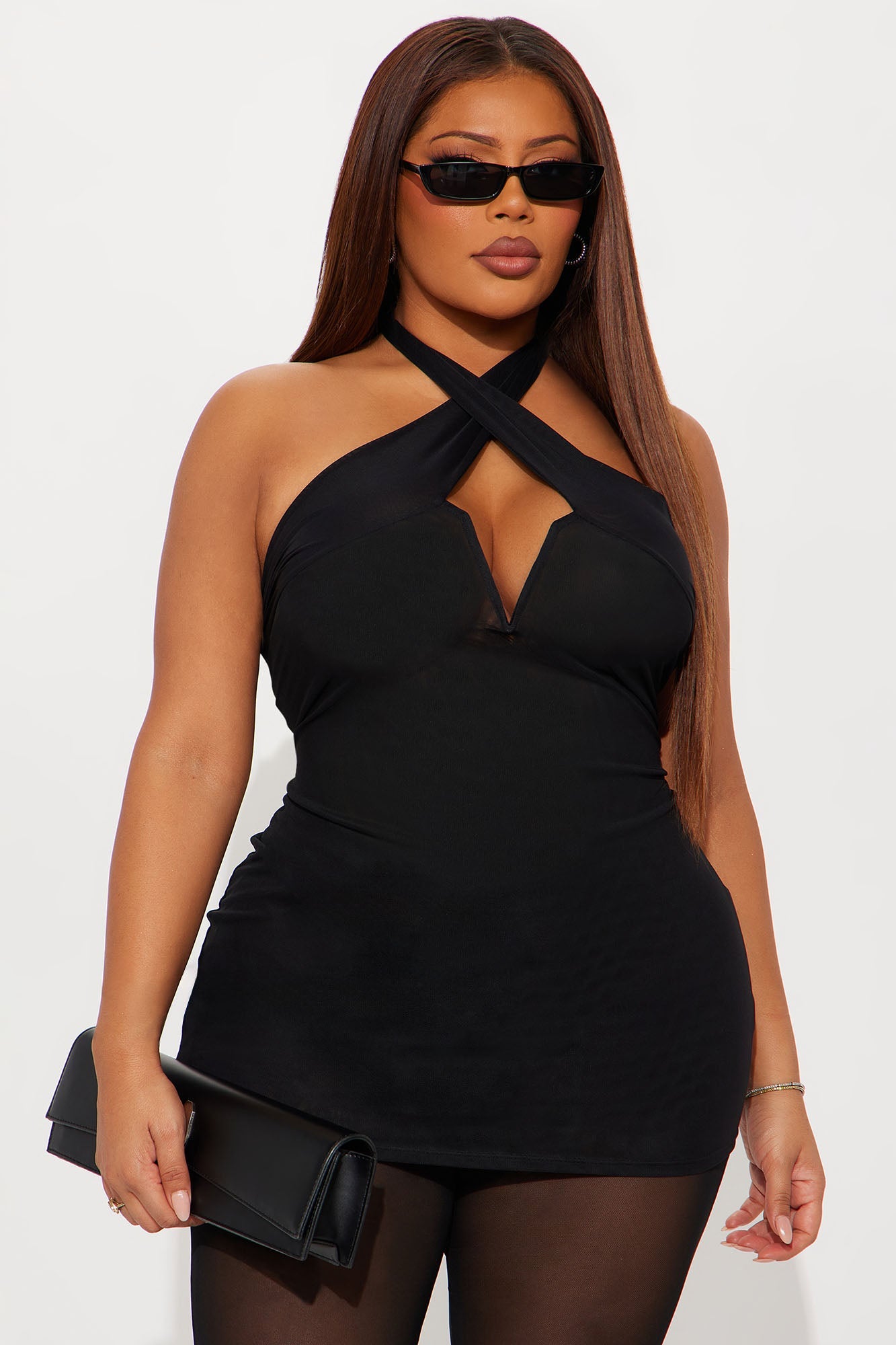 In My Moment Mesh Halter Pant Set - Black