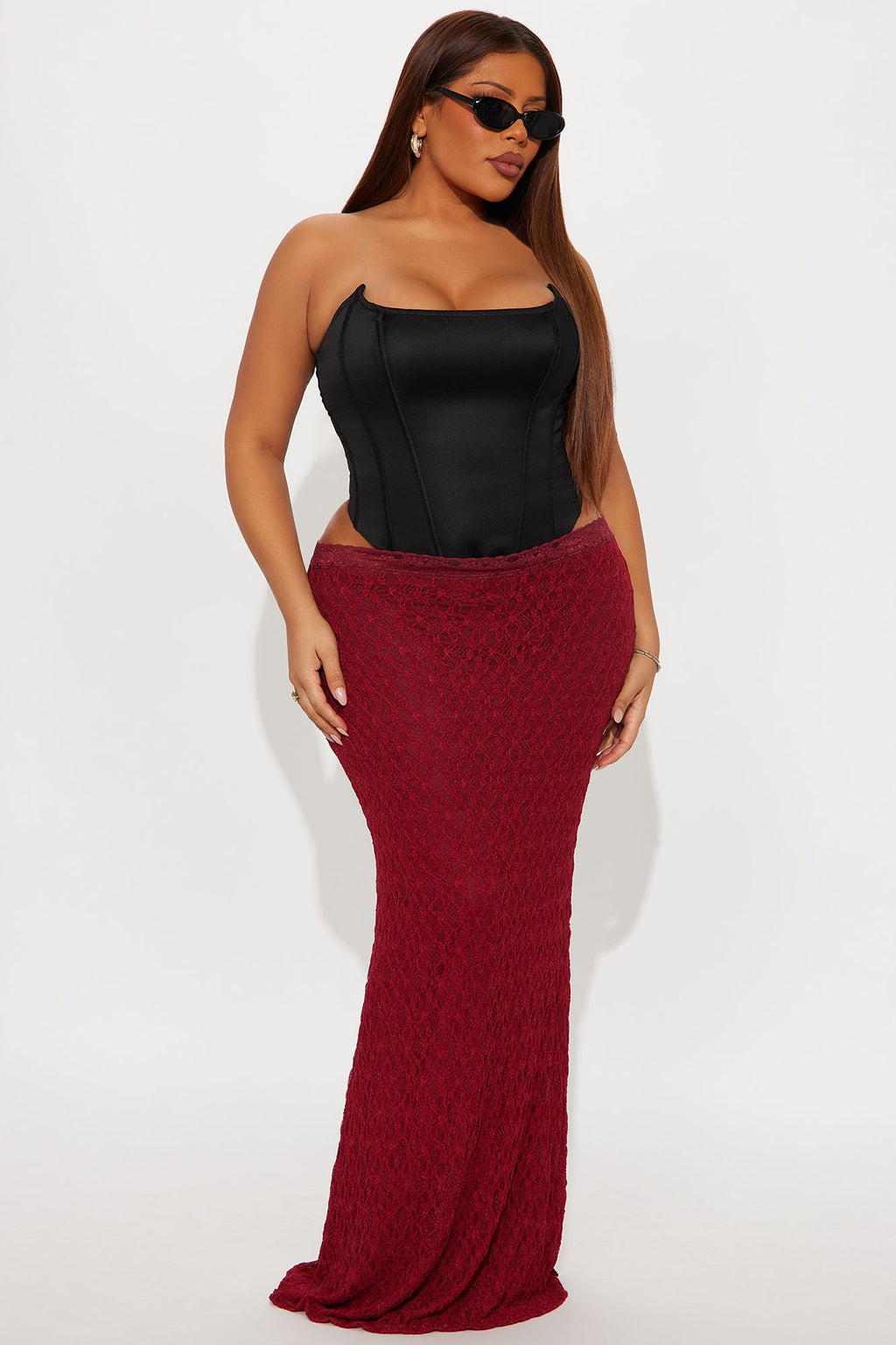 Lost In Love Mermaid Lace Maxi Skirt - DarkRed