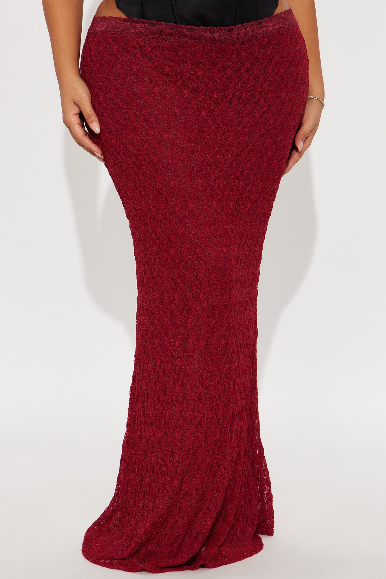 Lost In Love Mermaid Lace Maxi Skirt - DarkRed