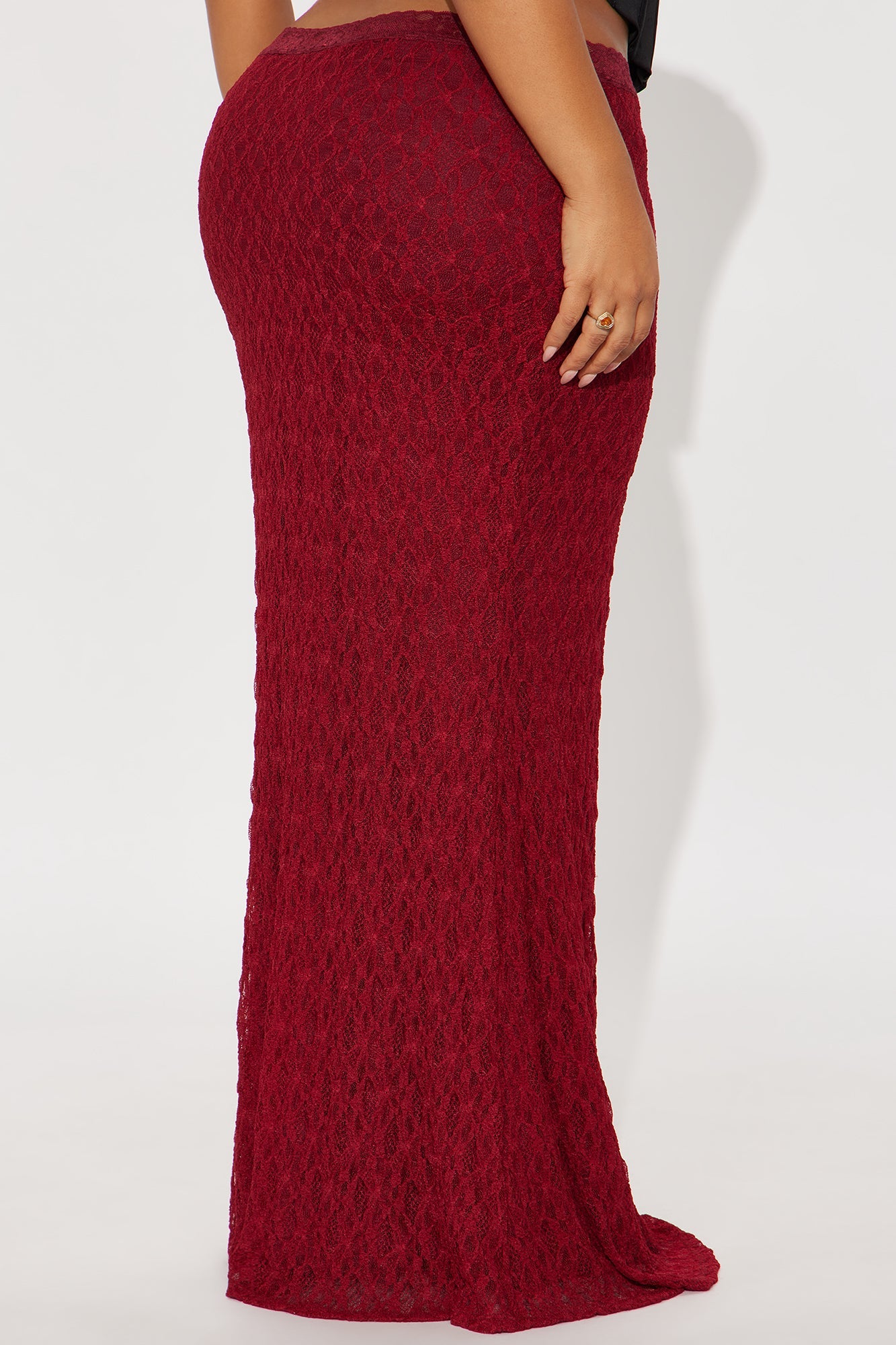 Lost In Love Mermaid Lace Maxi Skirt - DarkRed