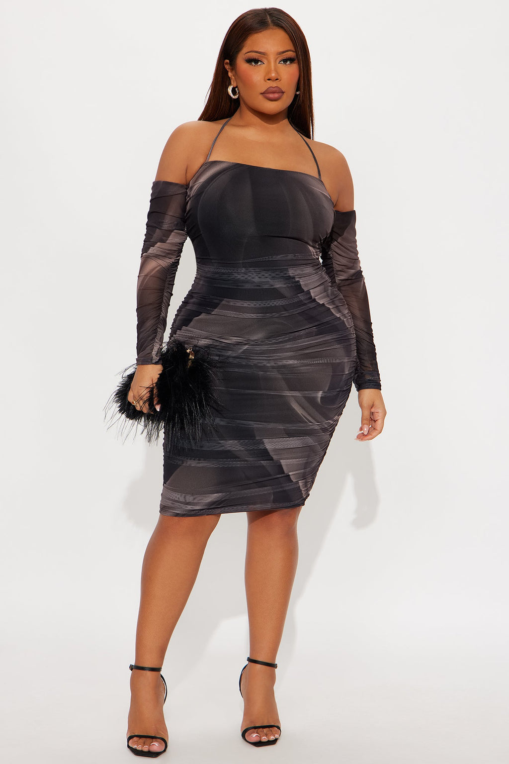 All About The Drama Mesh Midi Dress - Black/combo
