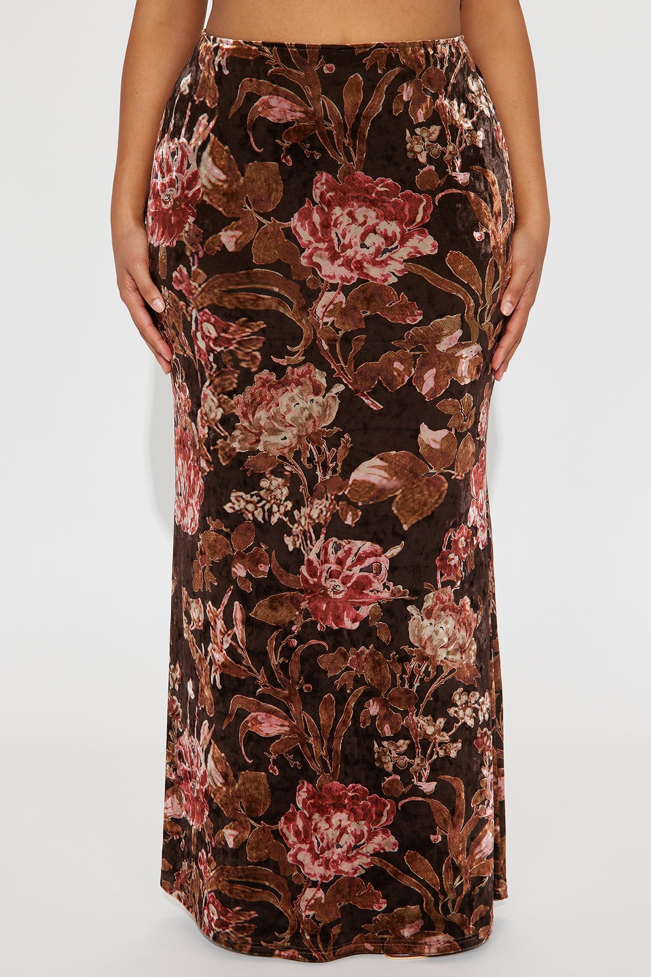 Bella Dark Floral Velvet Maxi Skirt - Multi Color