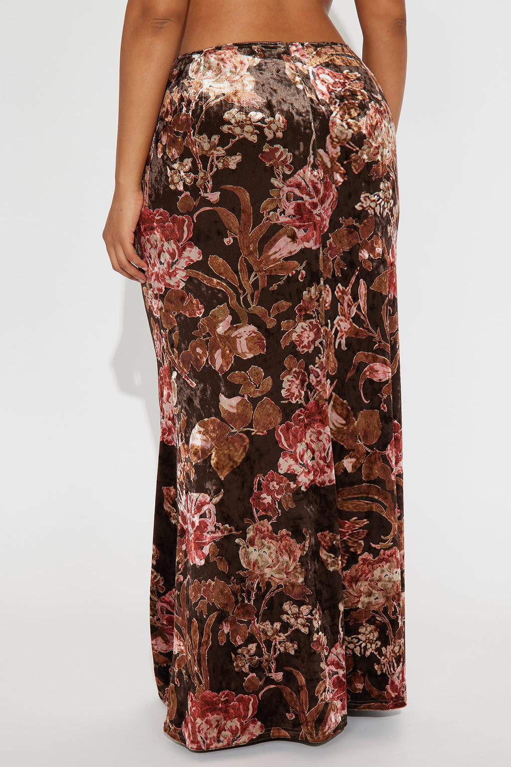 Bella Dark Floral Velvet Maxi Skirt - Multi Color
