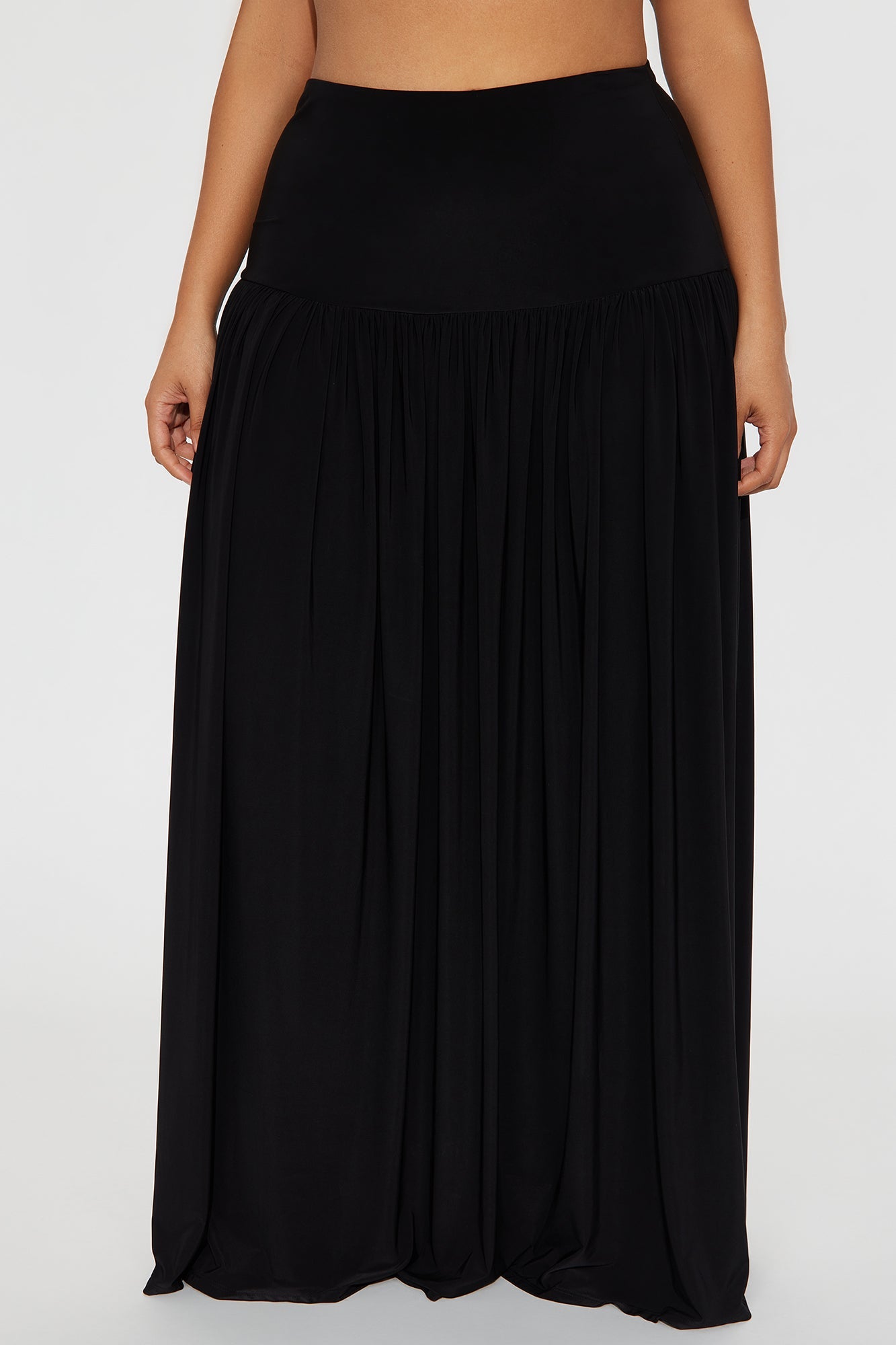Marnie Tiered Drop Waist Maxi Skirt - Black