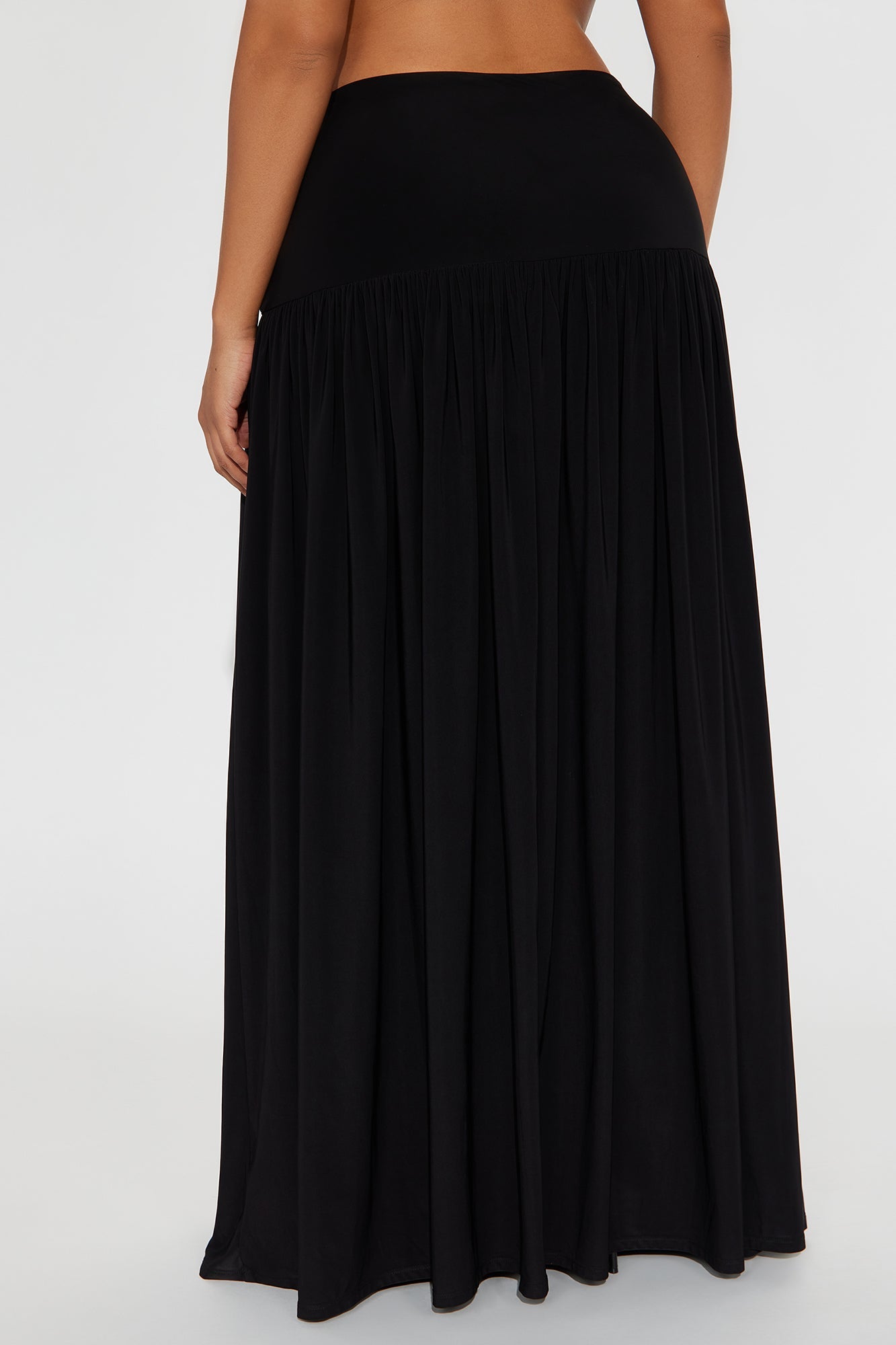 Marnie Tiered Drop Waist Maxi Skirt - Black