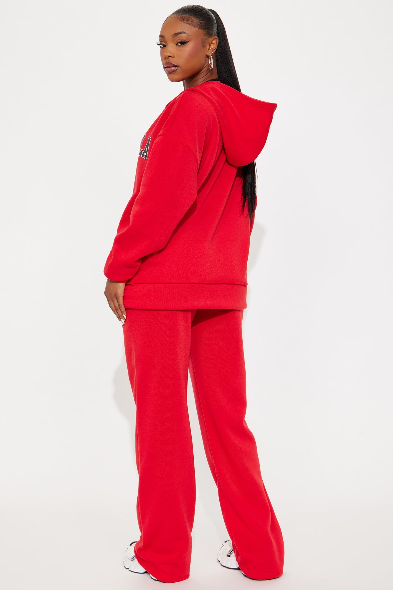 LA Oversized Fleece Pant Set - Red