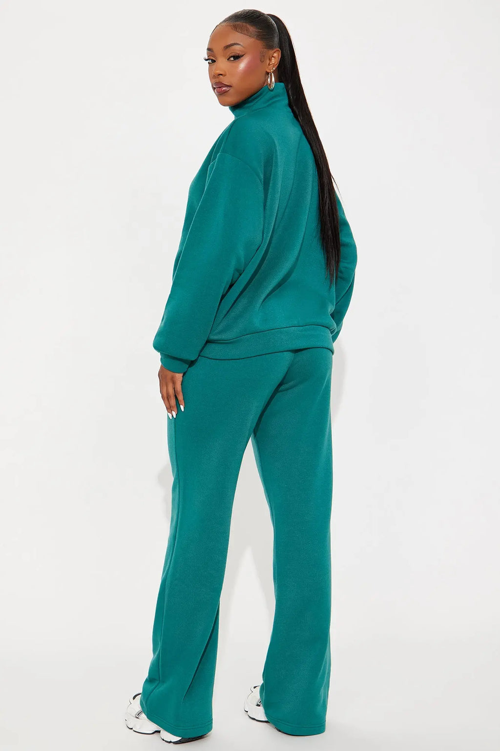 Demi Zip Up Fleece Pant Set - Hunter 