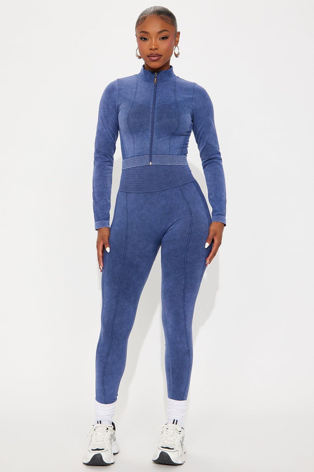 Cathy Washed Seamless Pant Set - Navy