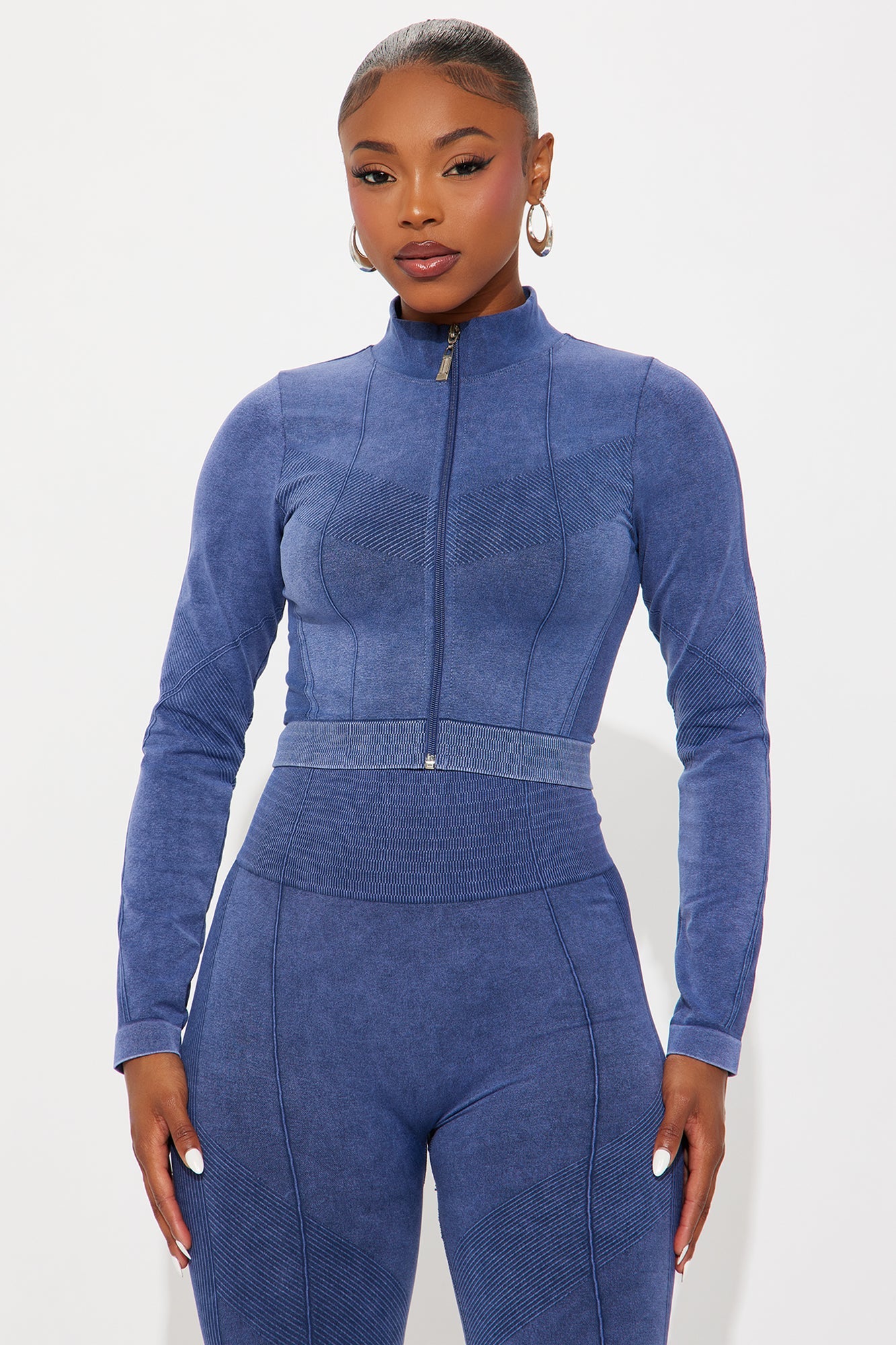 Cathy Washed Seamless Pant Set - Navy