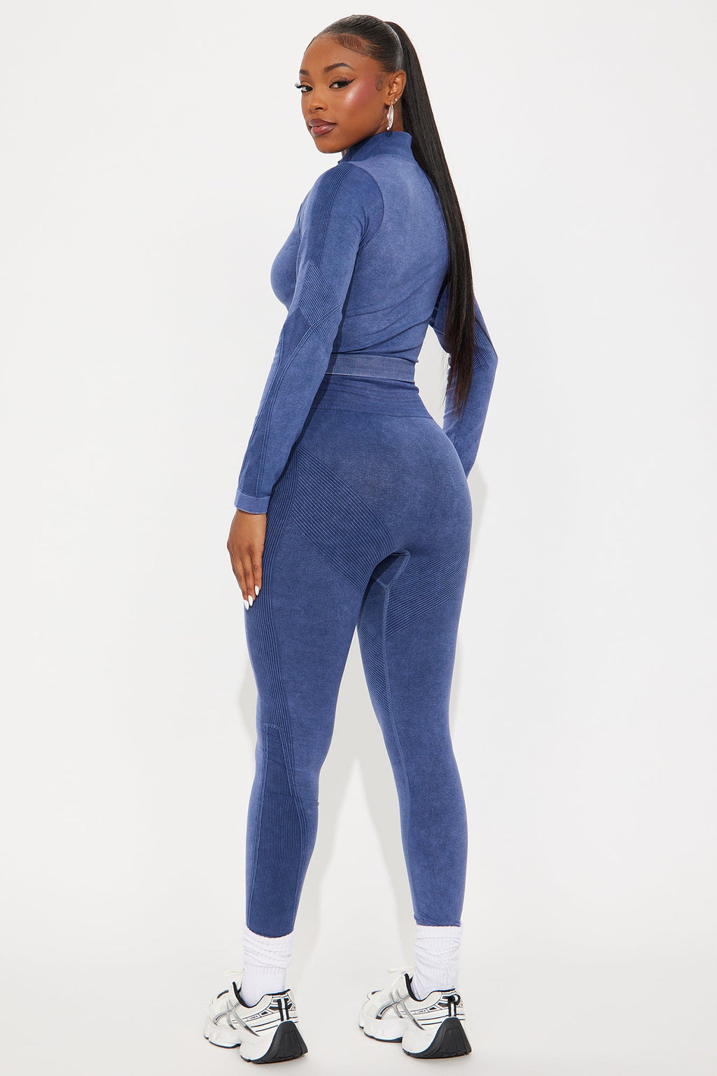 Cathy Washed Seamless Pant Set - Navy