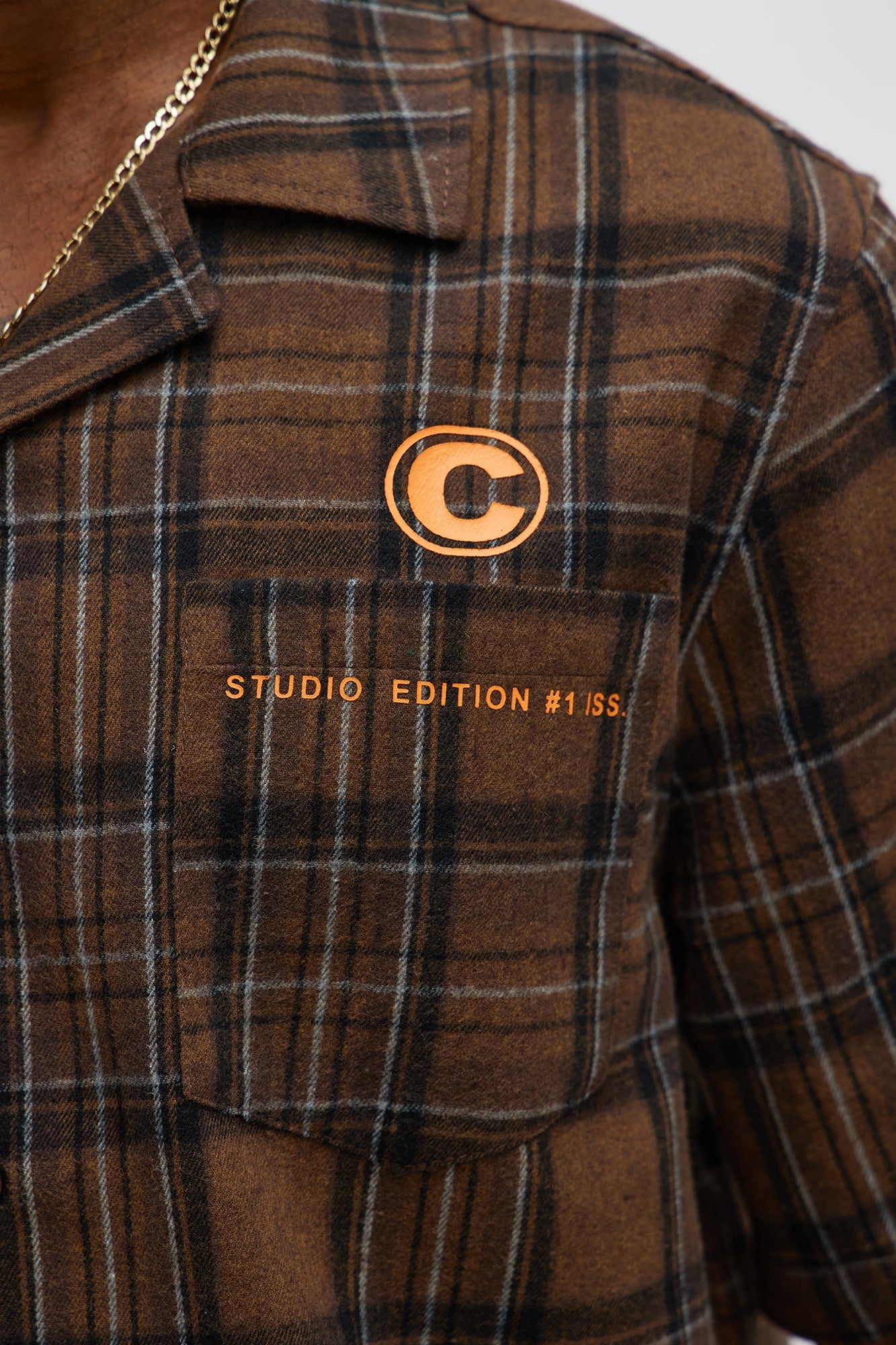 Culture Plaid Cropped Button Up Shirt - Brown