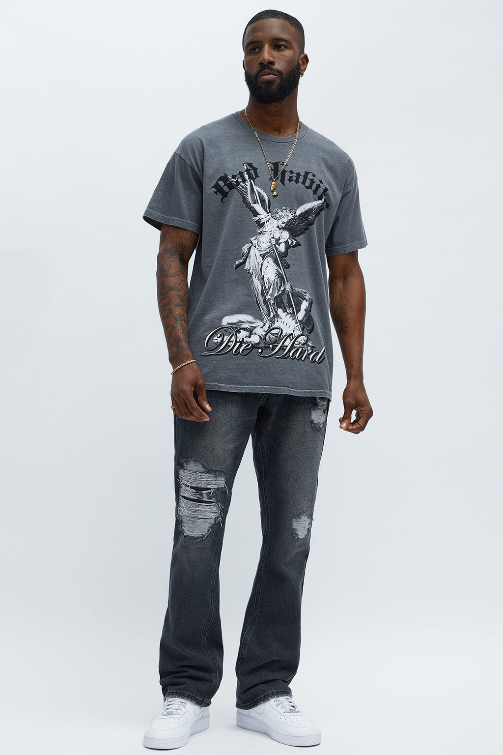 Stacked Slim Flare Looking Through Me Ripped Jeans - Black Wash