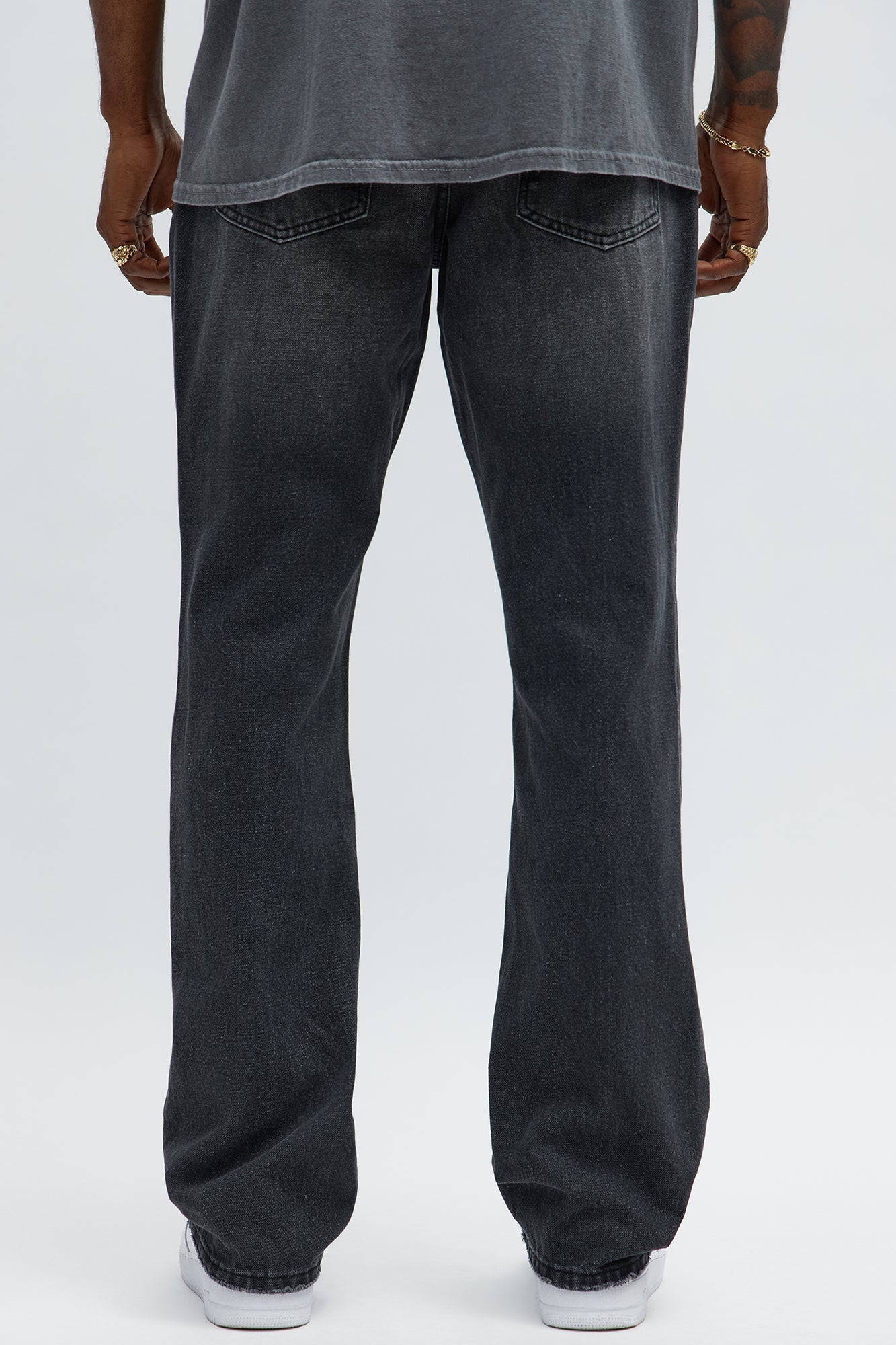 Stacked Slim Flare Looking Through Me Ripped Jeans - Black Wash