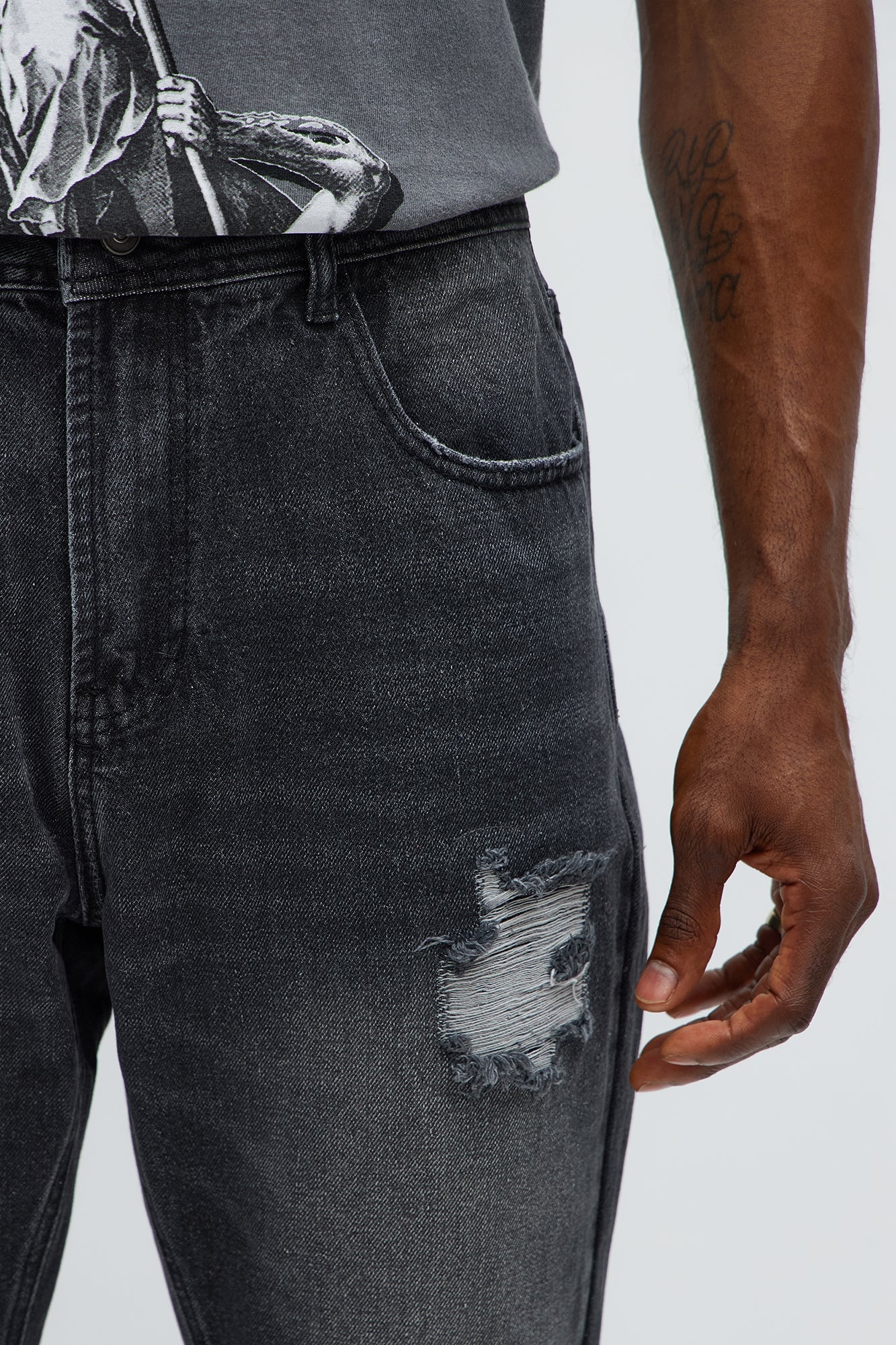 Stacked Slim Flare Looking Through Me Ripped Jeans - Black Wash