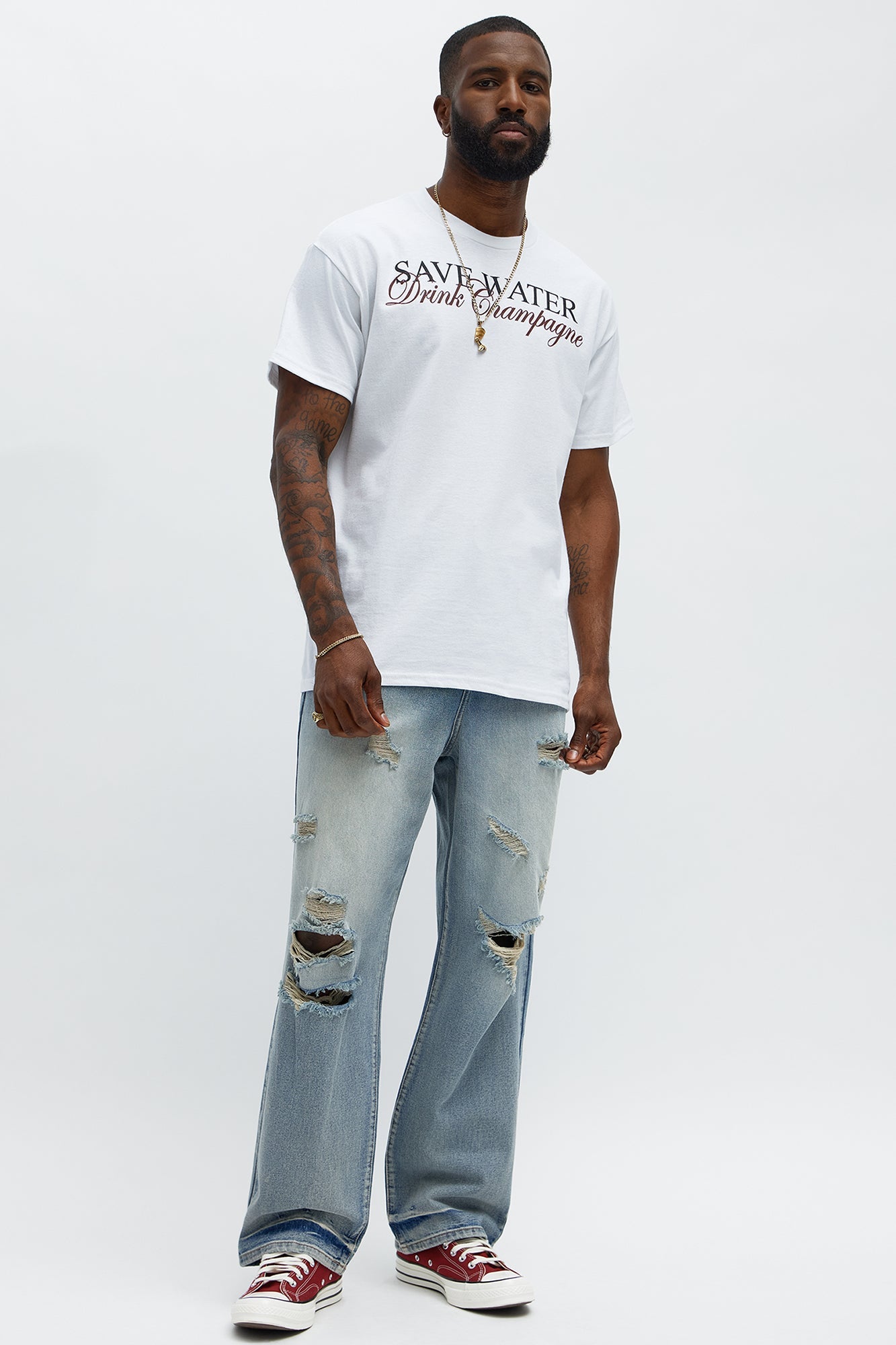 Save Water Drink Champagne Short Sleeve Tee - White
