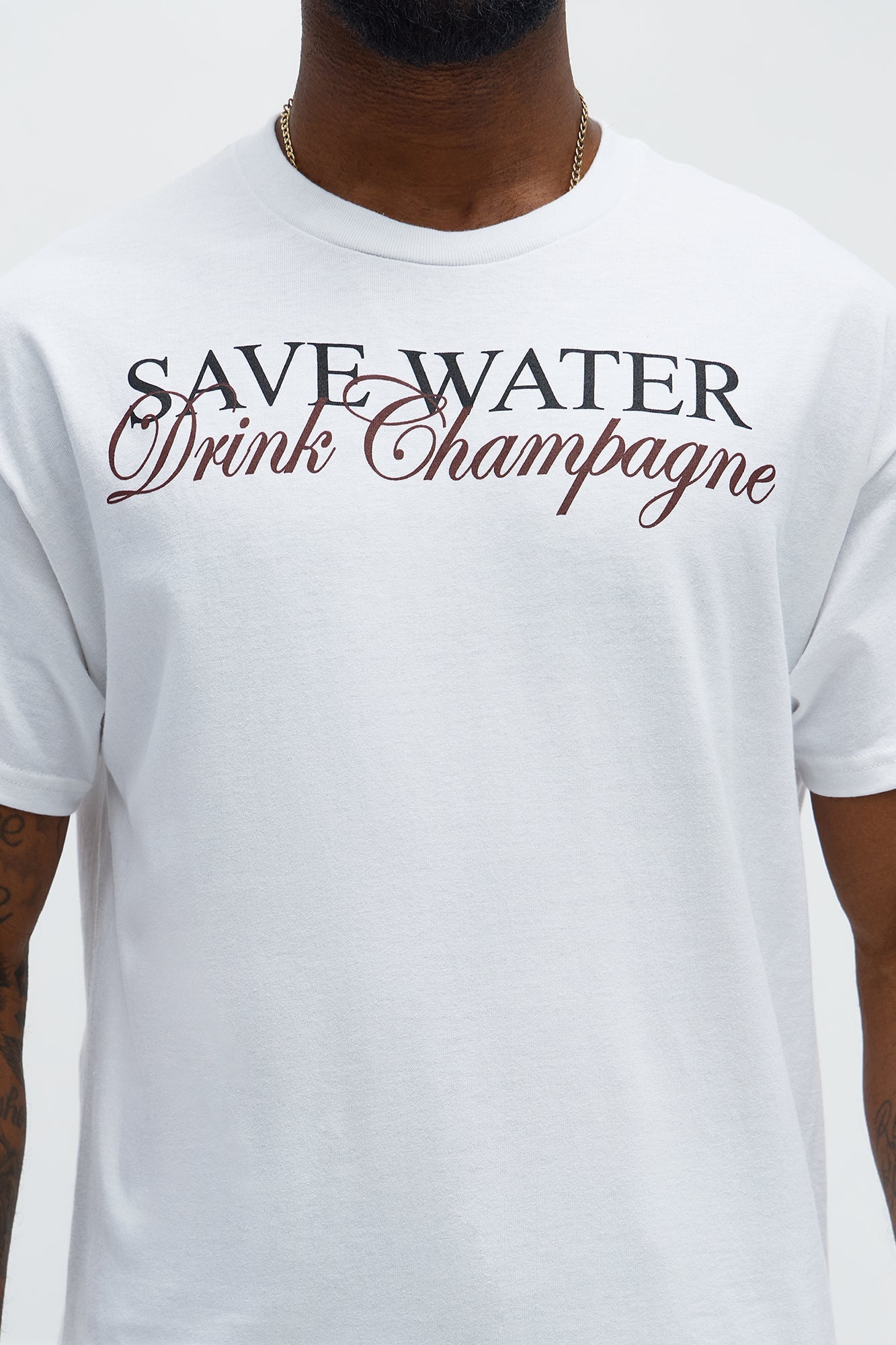 Save Water Drink Champagne Short Sleeve Tee - White