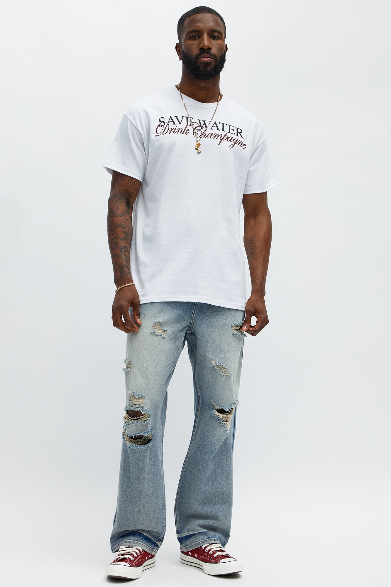 Baggy Wish You Could Distressed Jeans - Medium Blue Wash