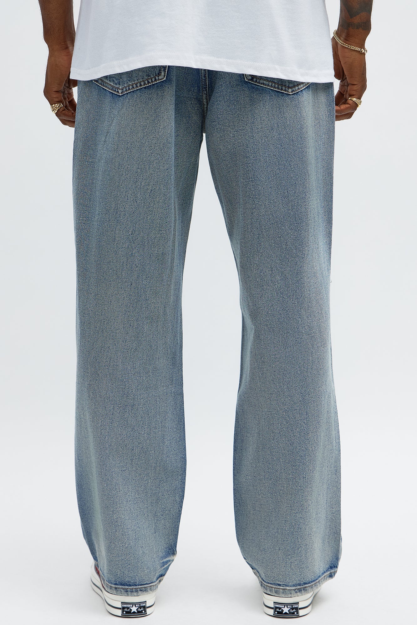 Baggy Wish You Could Distressed Jeans - Medium Blue Wash