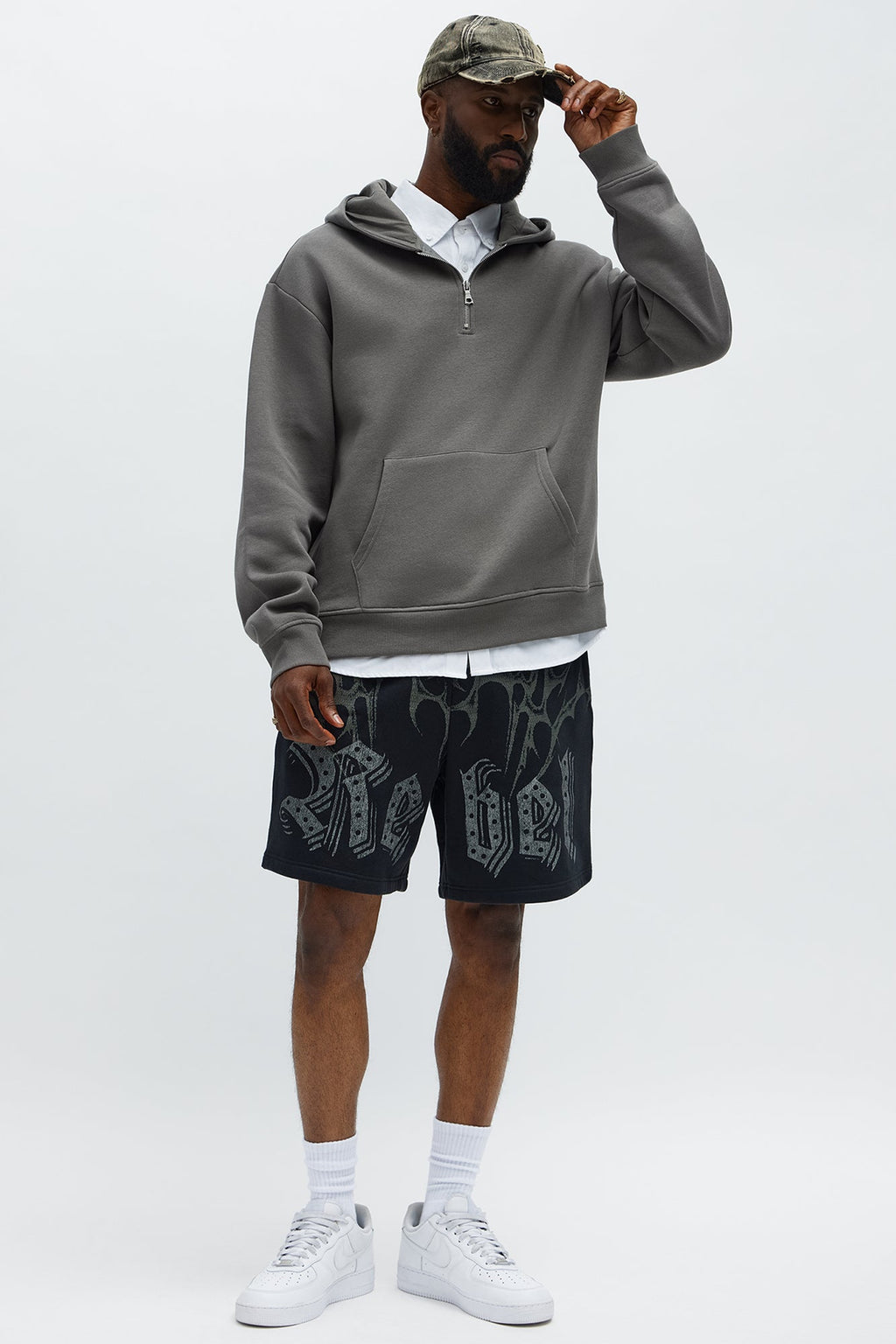 Tyson Quarter Zip Hoodie - Charcoal