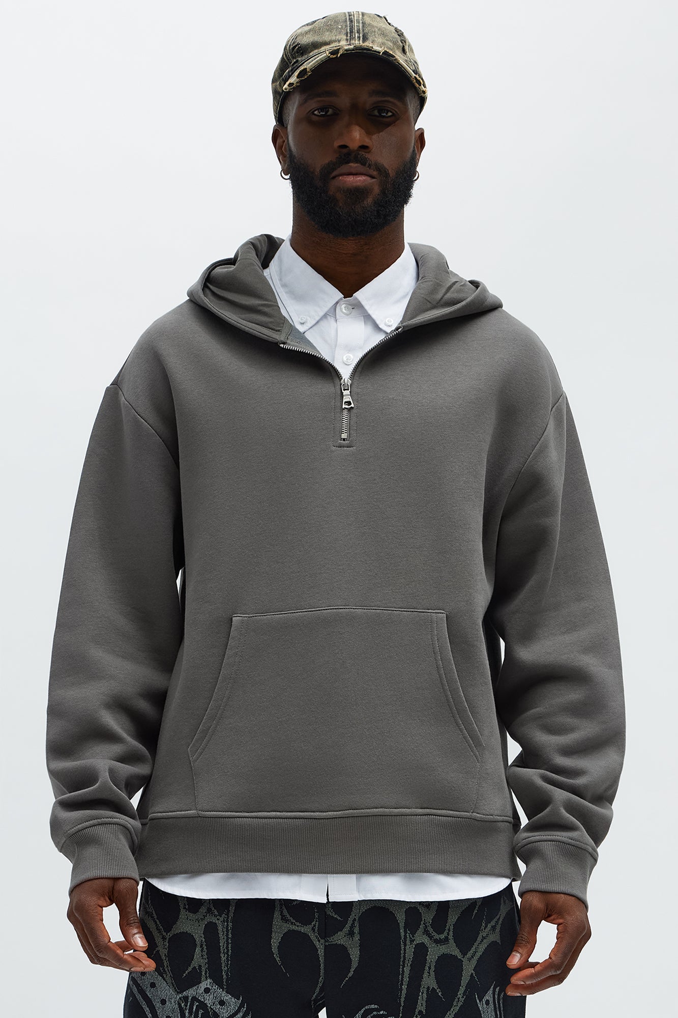 Tyson Quarter Zip Hoodie - Charcoal