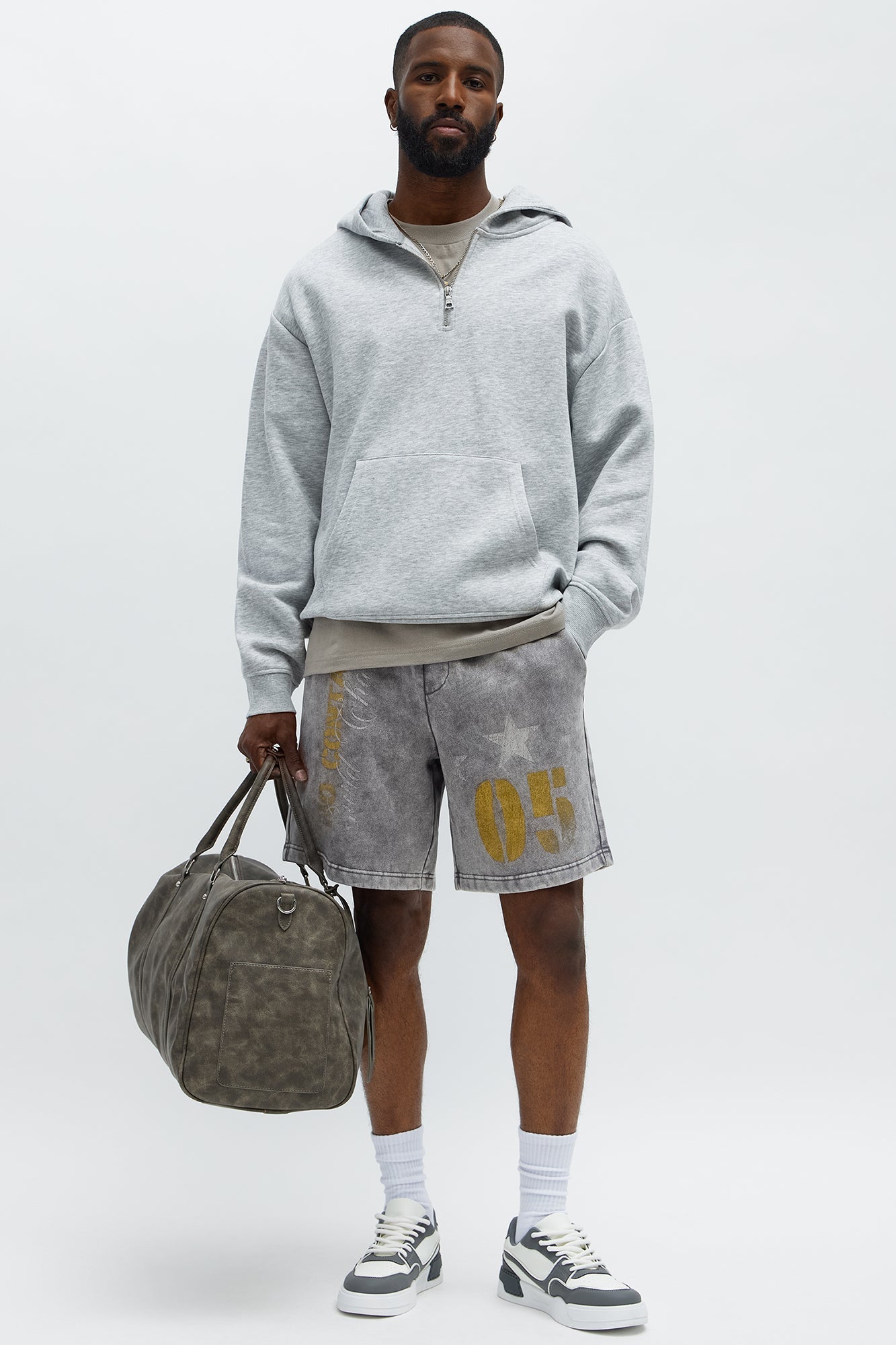 Tyson Quarter Zip Hoodie - Heather Grey