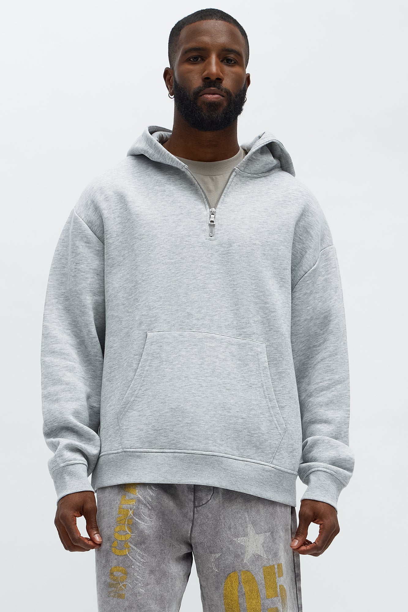 Tyson Quarter Zip Hoodie - Heather Grey