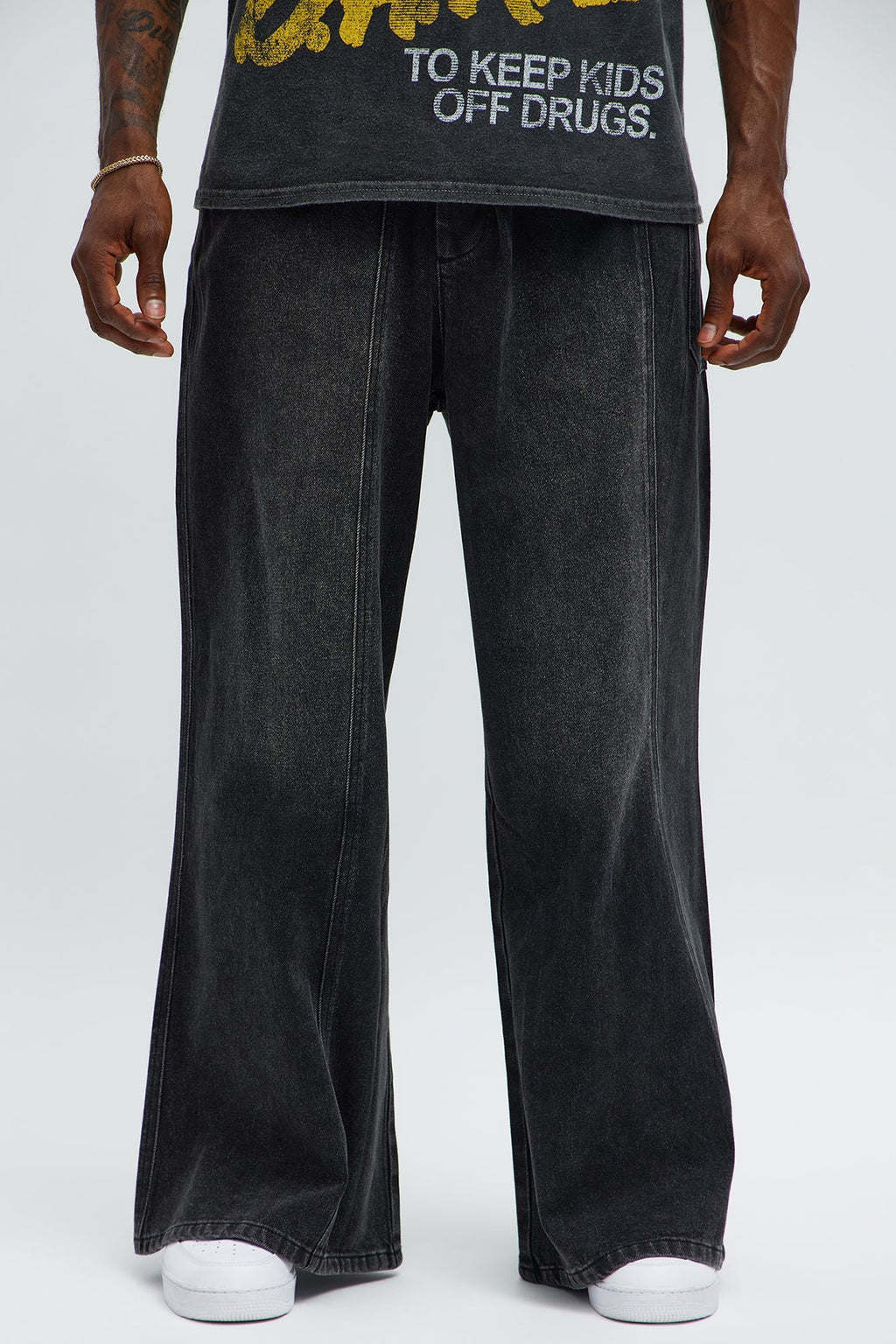 Baggy Crossover Come Again Jeans - Black Wash