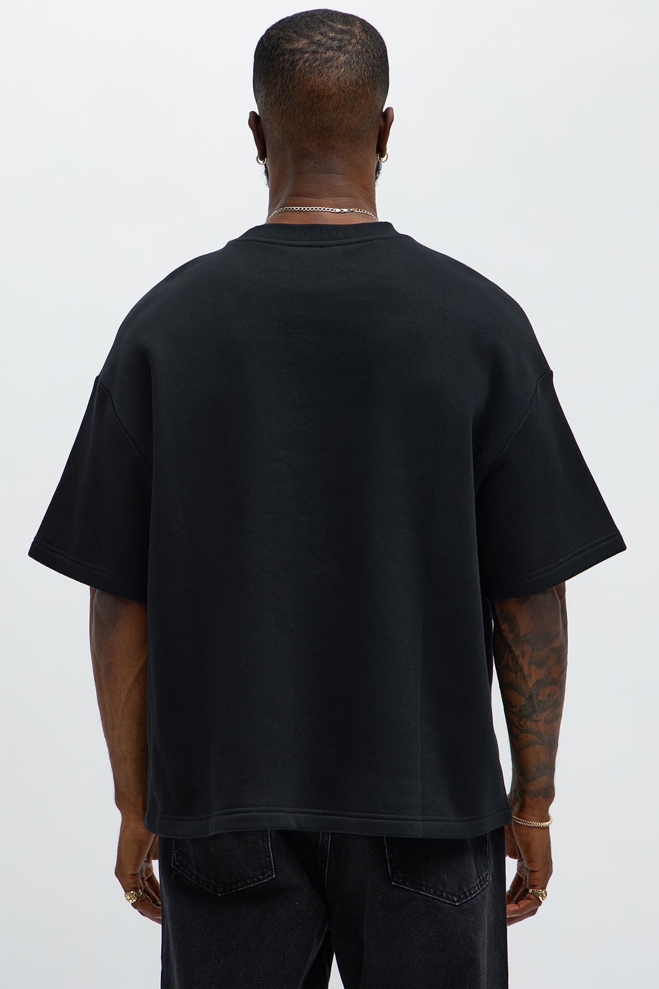 Tyson Oversized Crusader Printed Short Sleeve Tee - Black