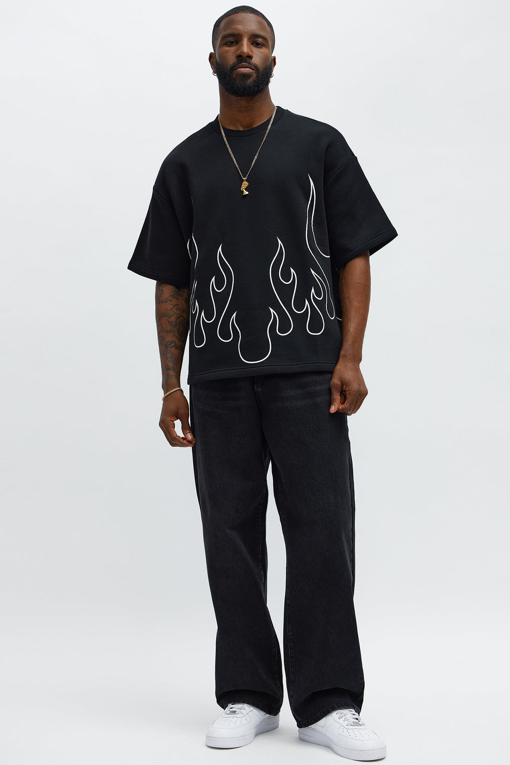 Tyson Oversized Chase Flame Short Sleeve Tee - Black/combo