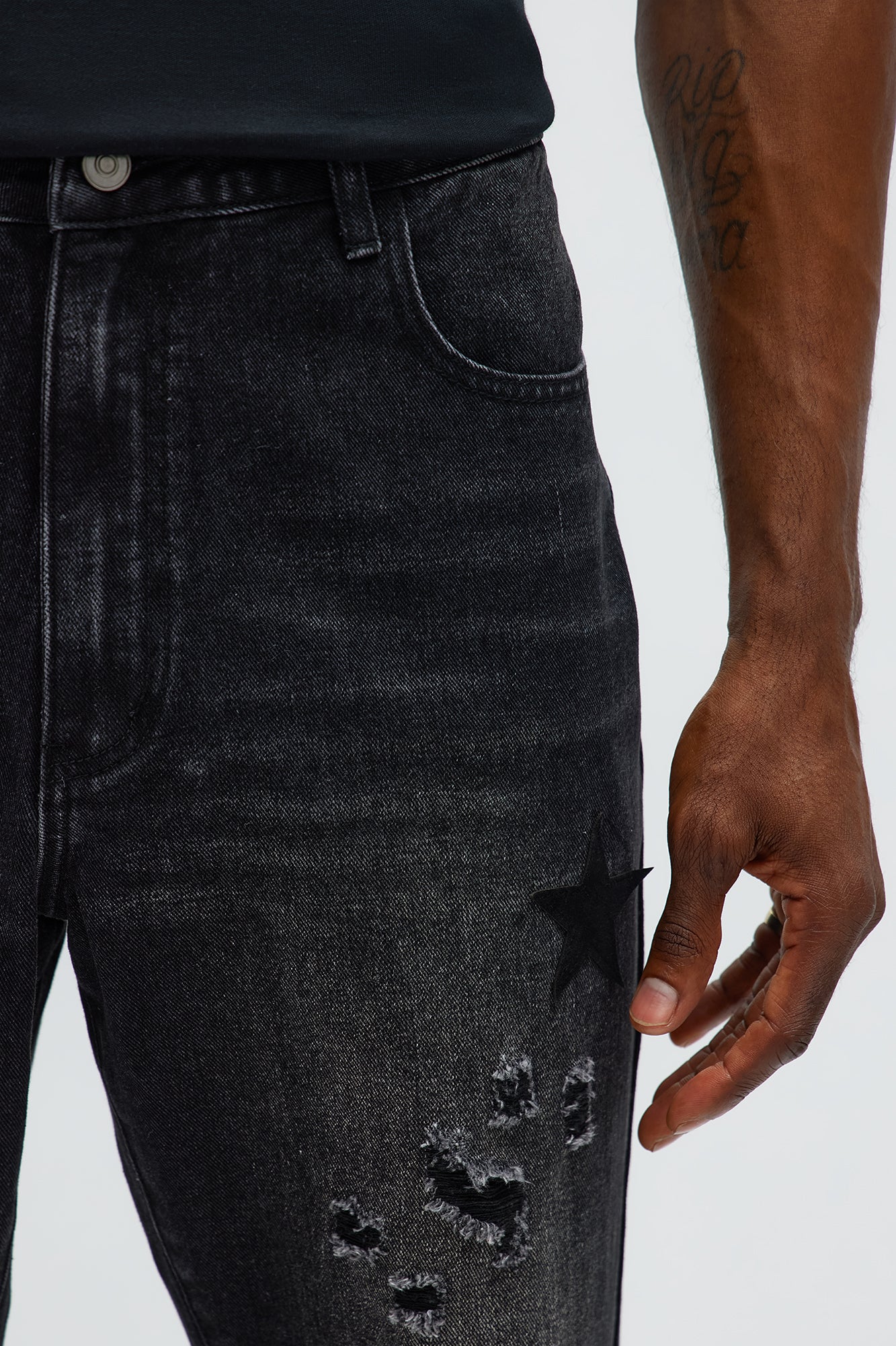 Stacked Slim Flare I'm More Than Stars Jeans - Black Wash