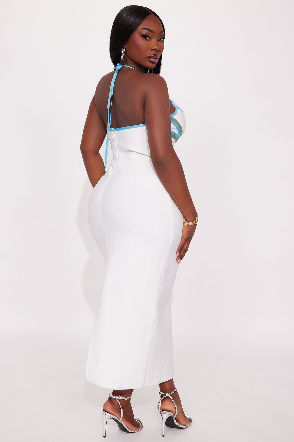 Curve Agenda Halter Bandage Mini Dress - White/combo