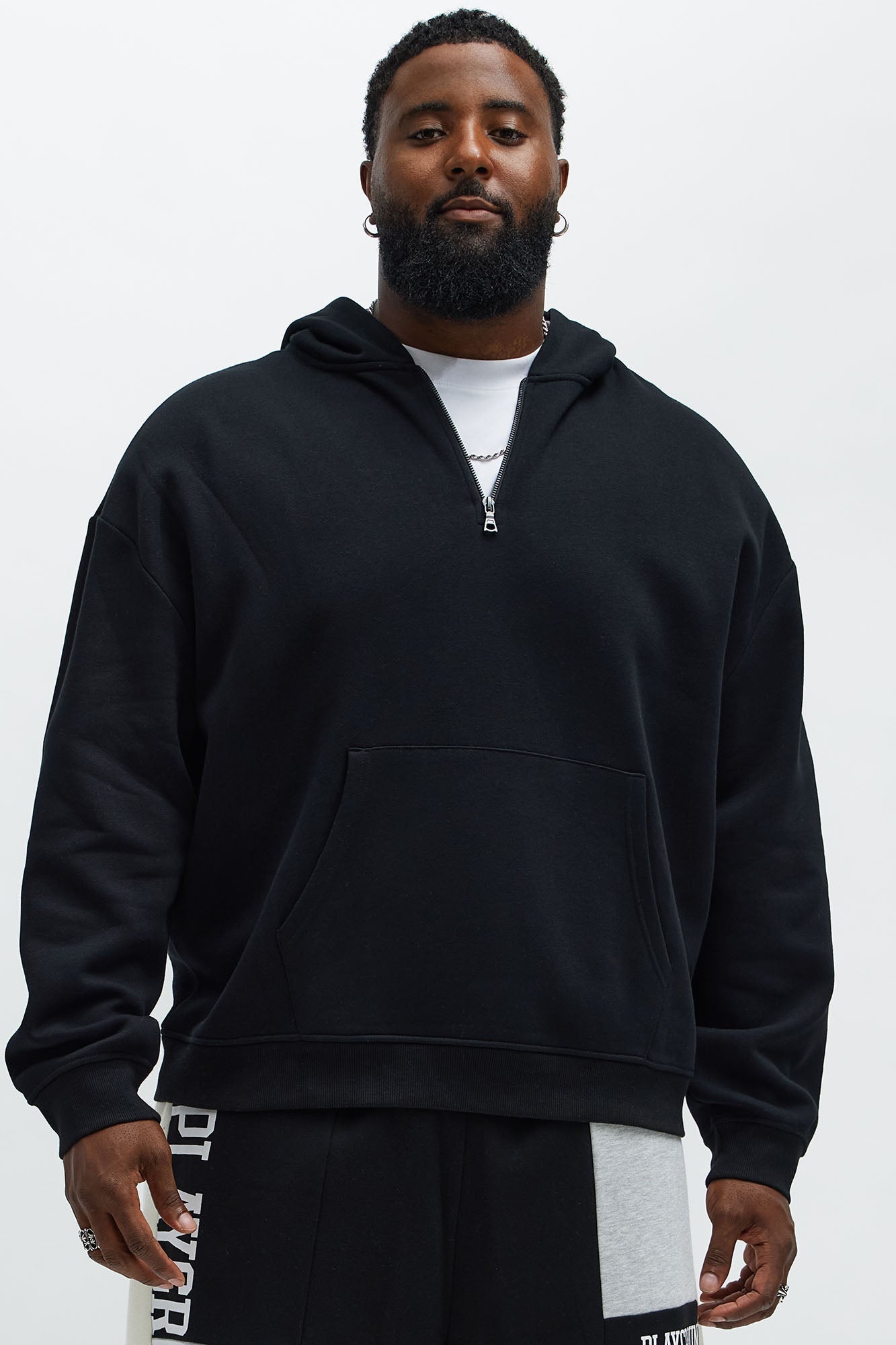 Tyson Quarter Zip Hoodie - Black
