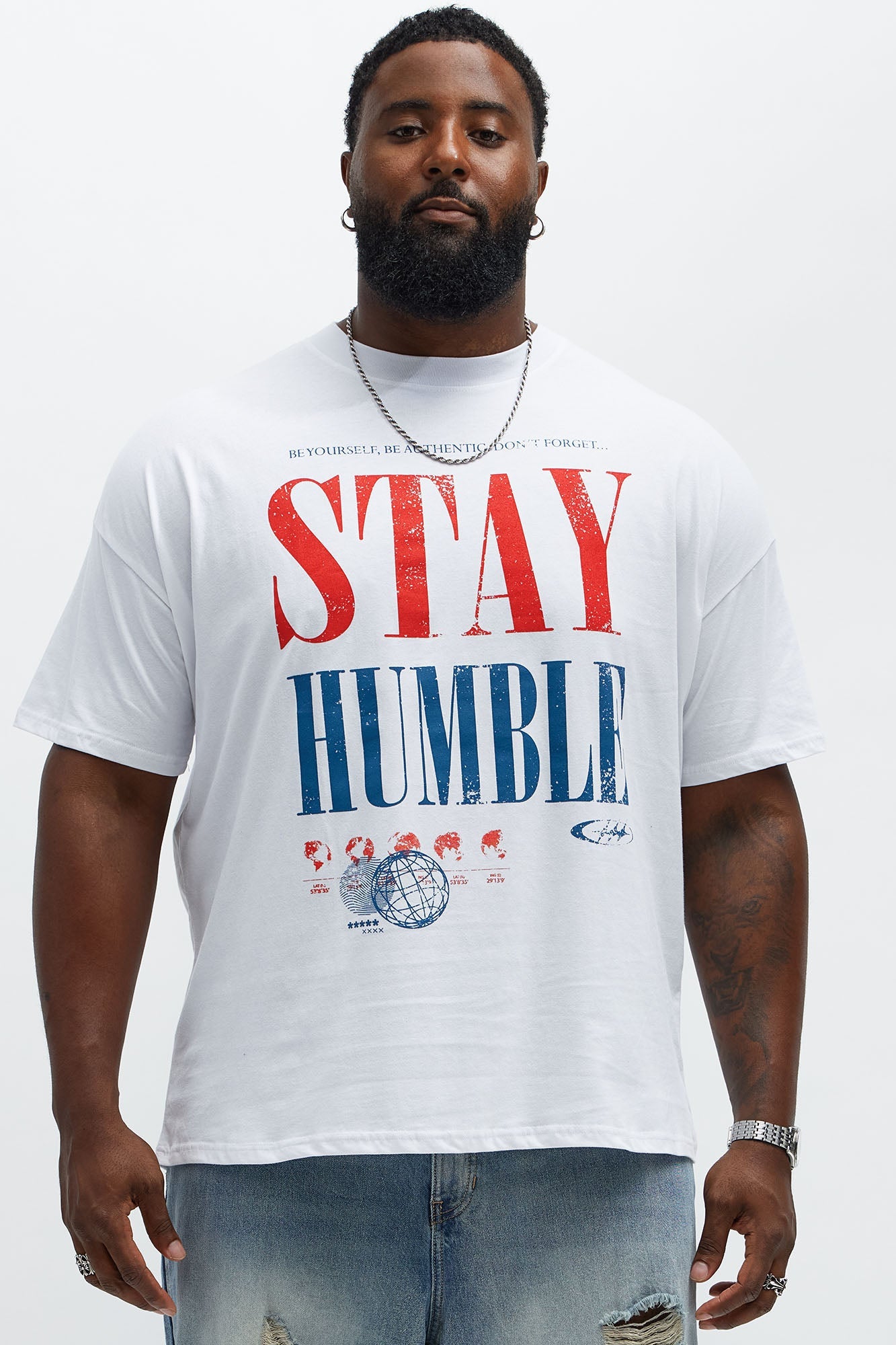 Stay Humble Oversized Short Sleeve Tee - White