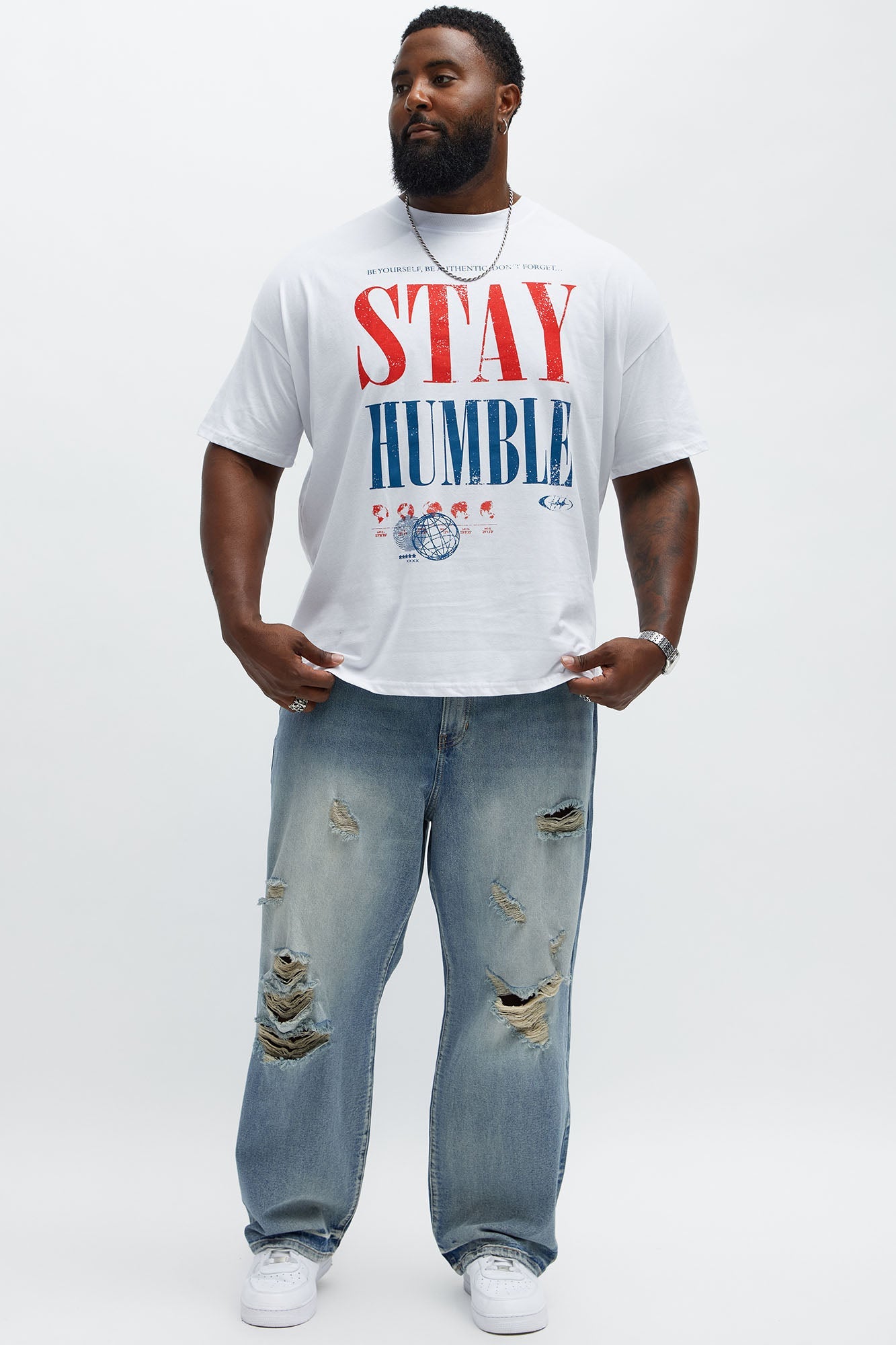 Stay Humble Oversized Short Sleeve Tee - White