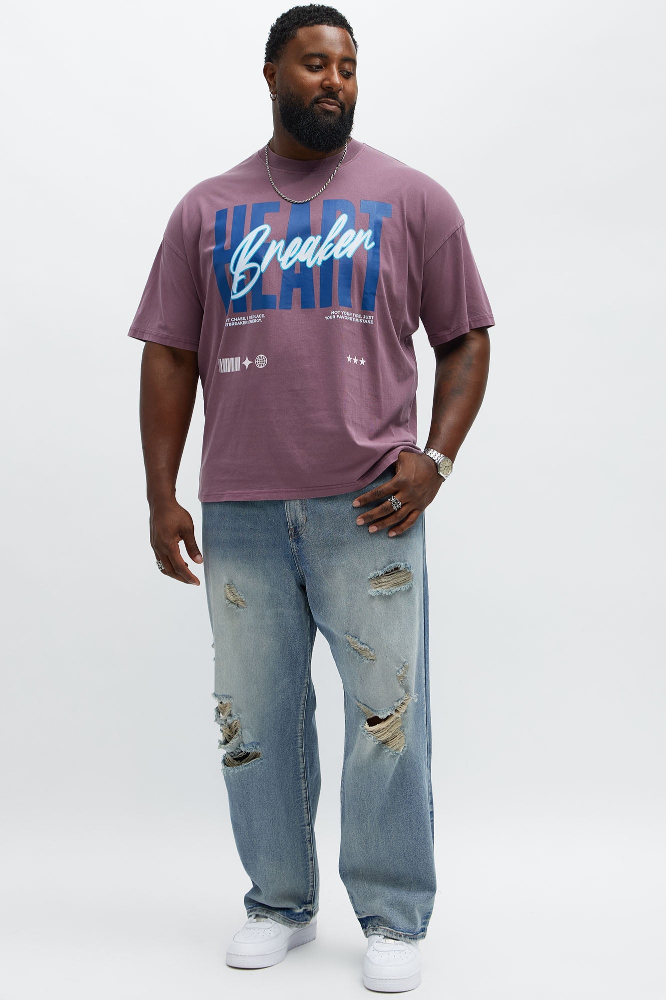 Heartbreaker University Oversized Short Sleeve Tee - Purple