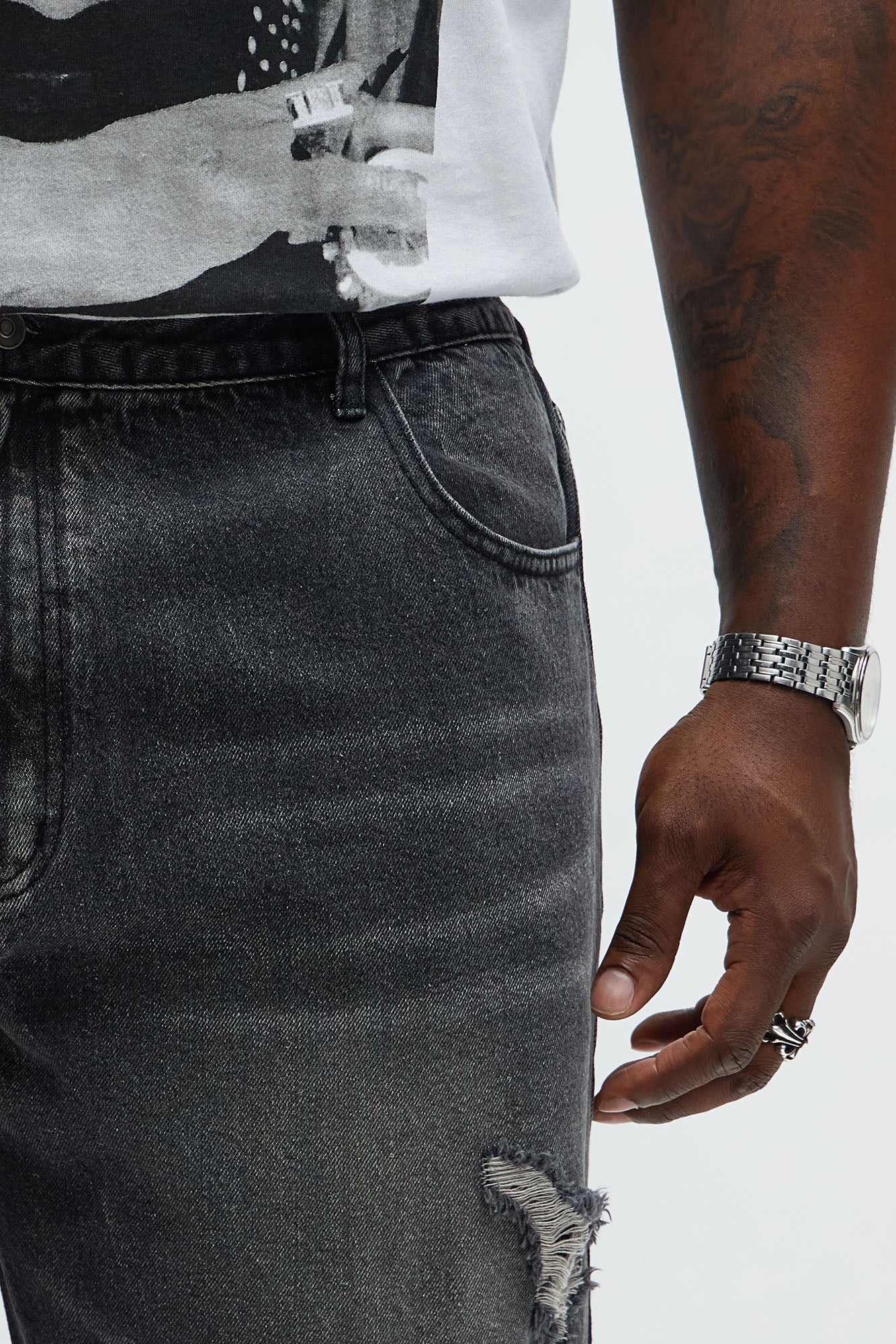 Straight Down The Street Ripped Jeans - Black Wash