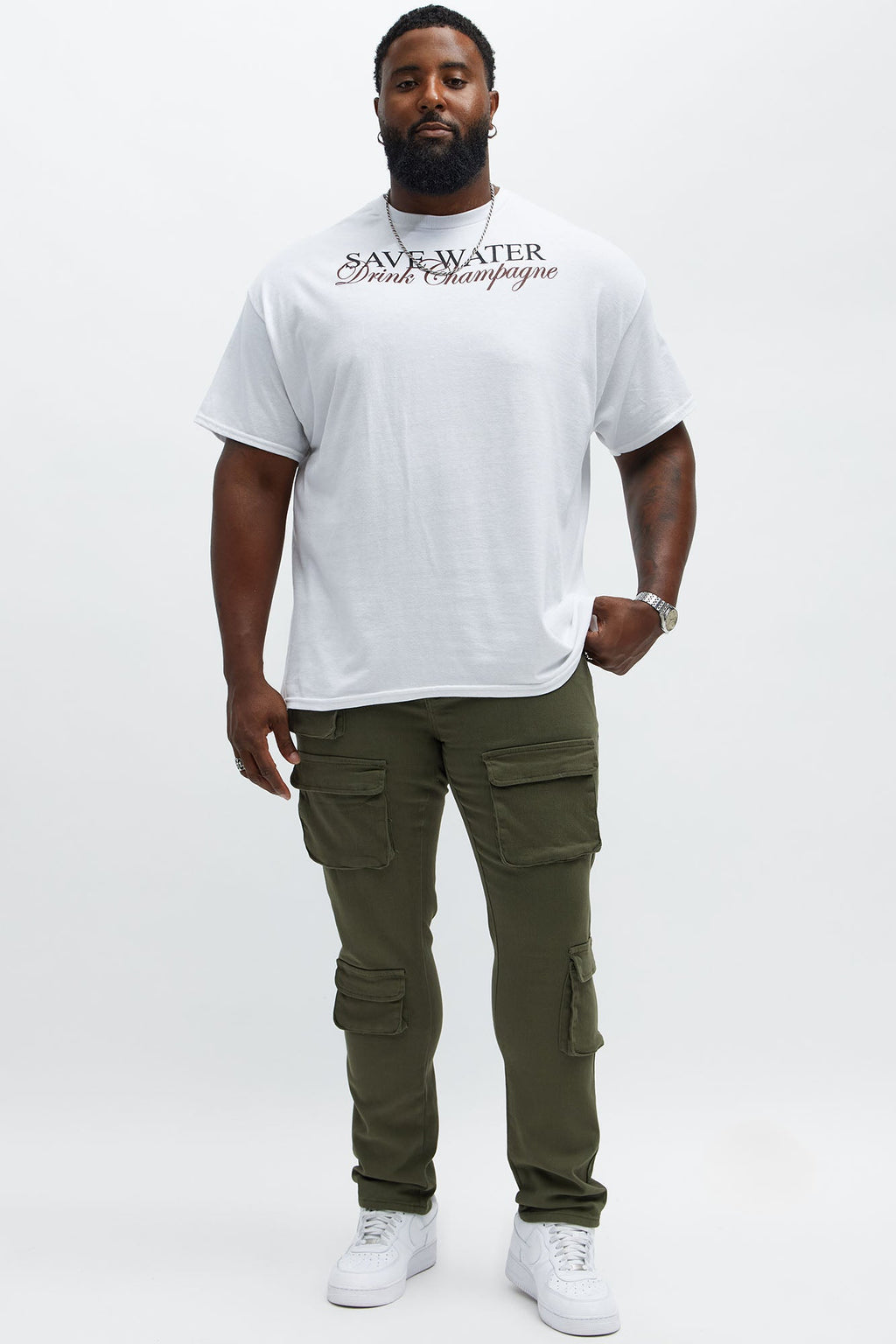 Save Water Drink Champagne Short Sleeve Tee - White