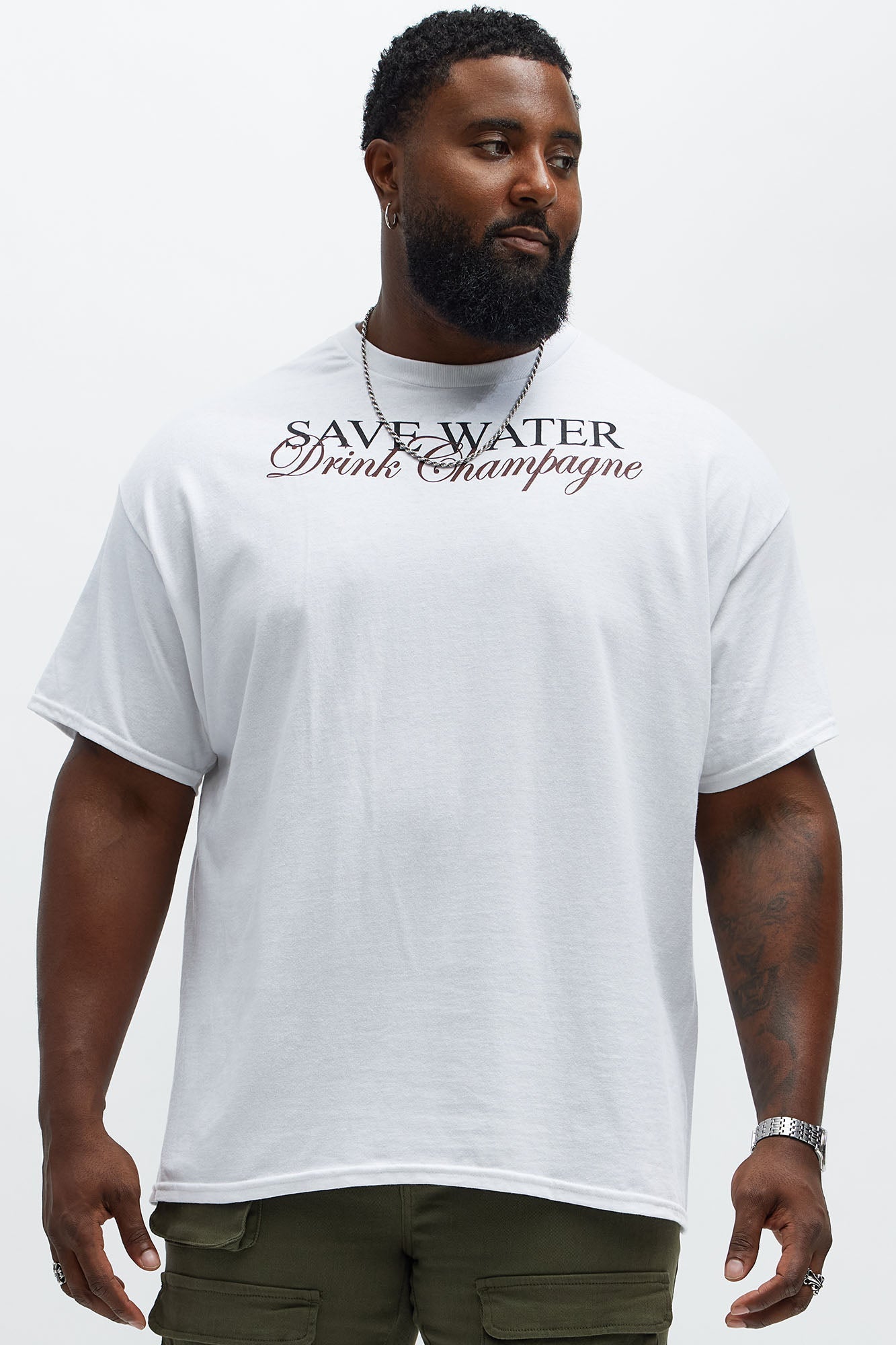 Save Water Drink Champagne Short Sleeve Tee - White