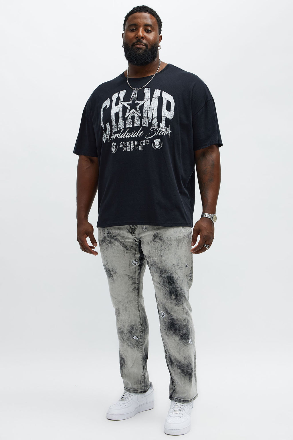 Champ Worldwide Star Oversized Short Sleeve Tee - Black