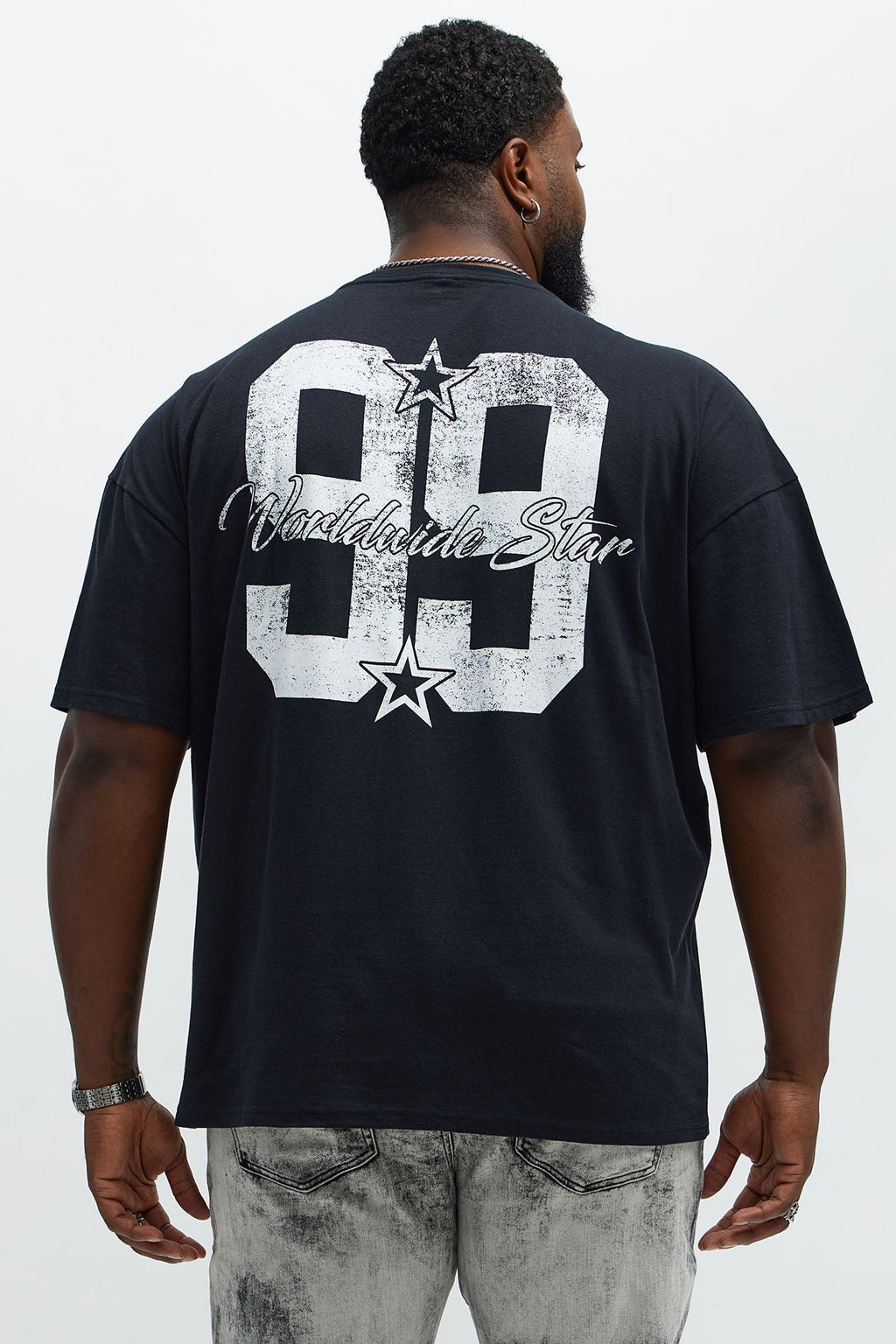 Champ Worldwide Star Oversized Short Sleeve Tee - Black