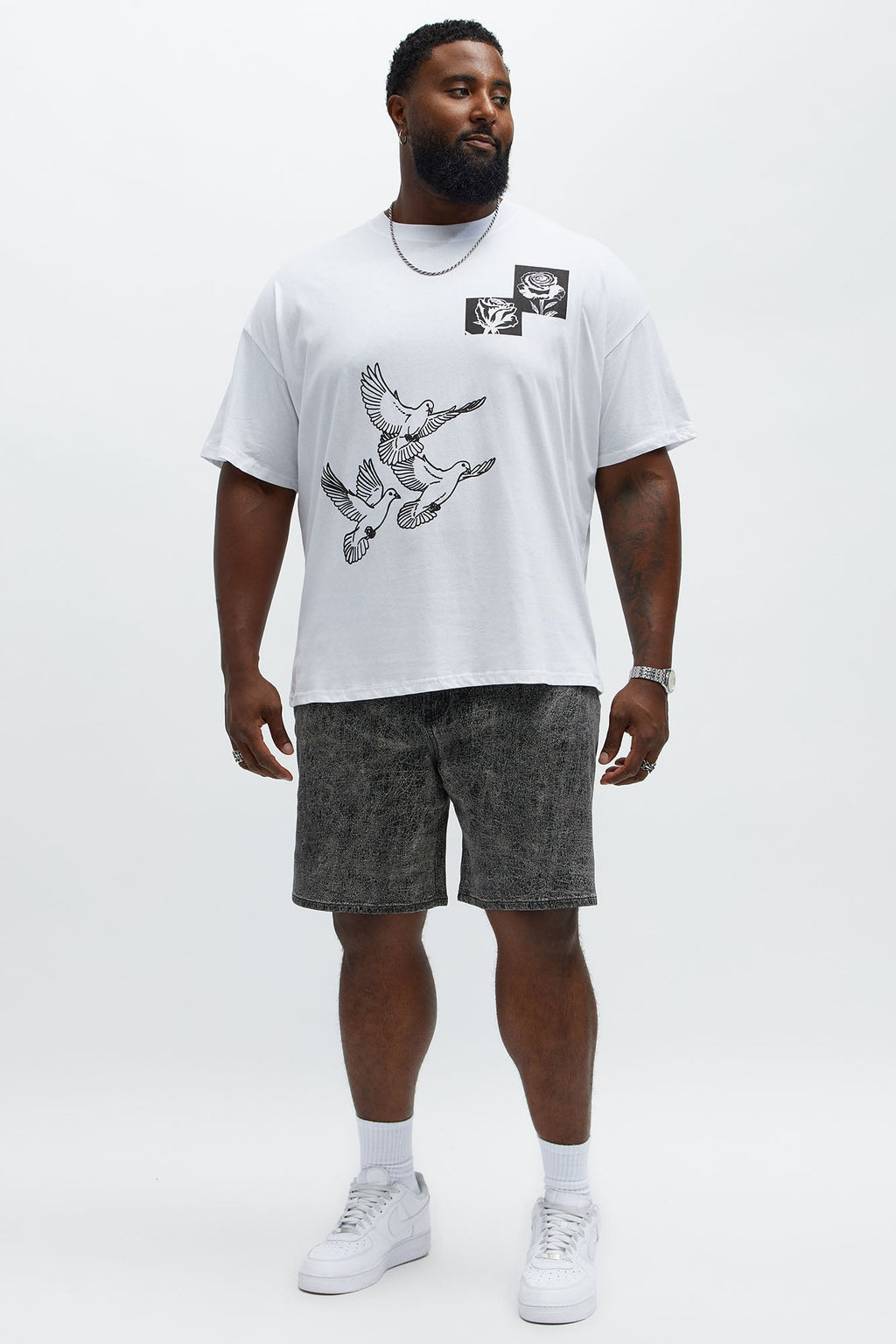 Birds Of A Feather Oversized Short Sleeve Tee - White