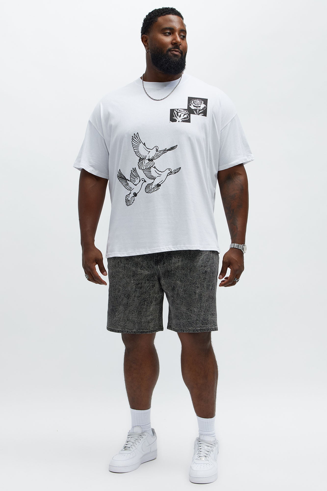 Birds Of A Feather Oversized Short Sleeve Tee - White