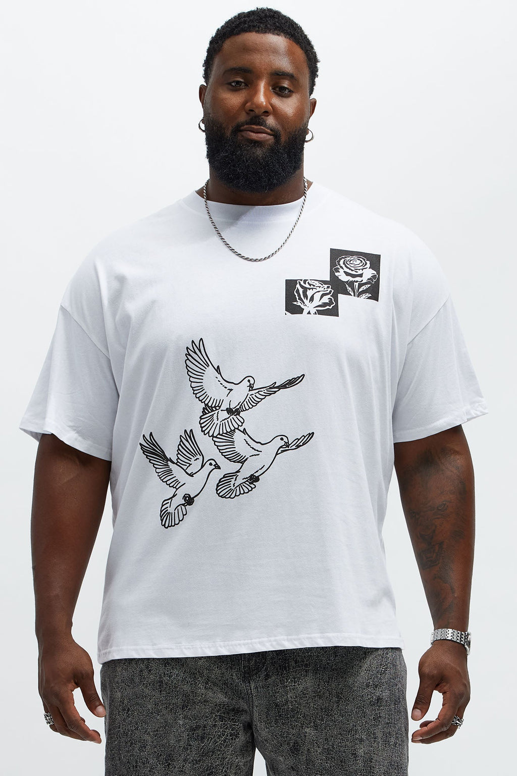 Birds Of A Feather Oversized Short Sleeve Tee - White