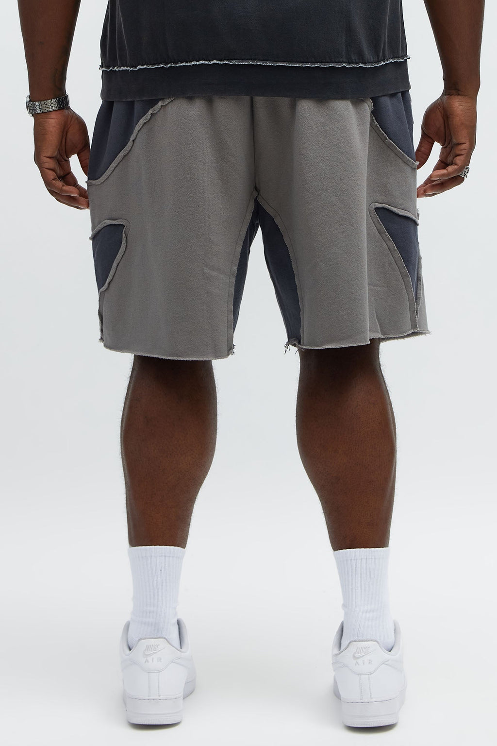 Patchwork Baggy Sweatshort - Grey