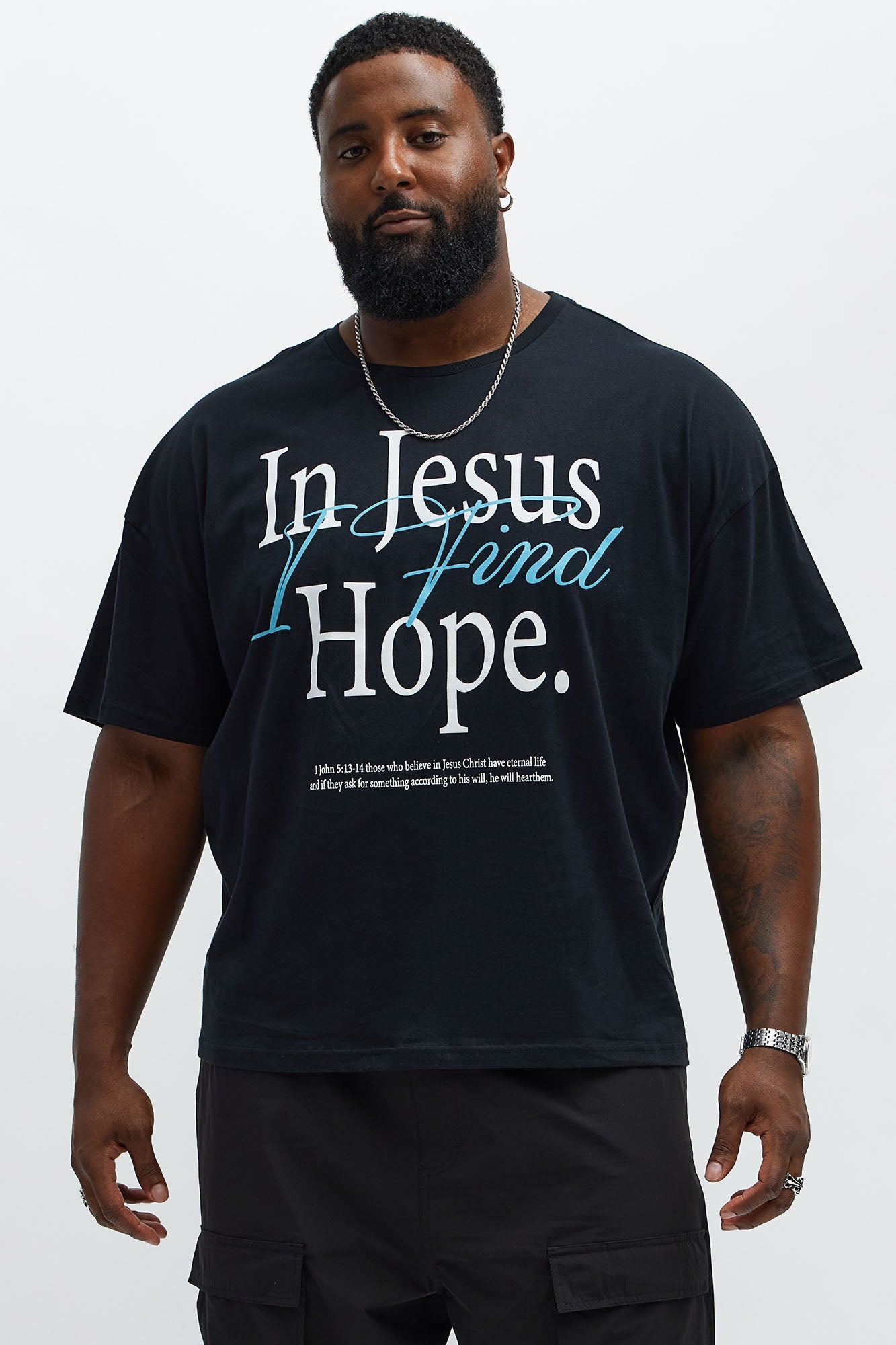 In Jesus I Find Hope Oversized Short Sleeve Tee - Black